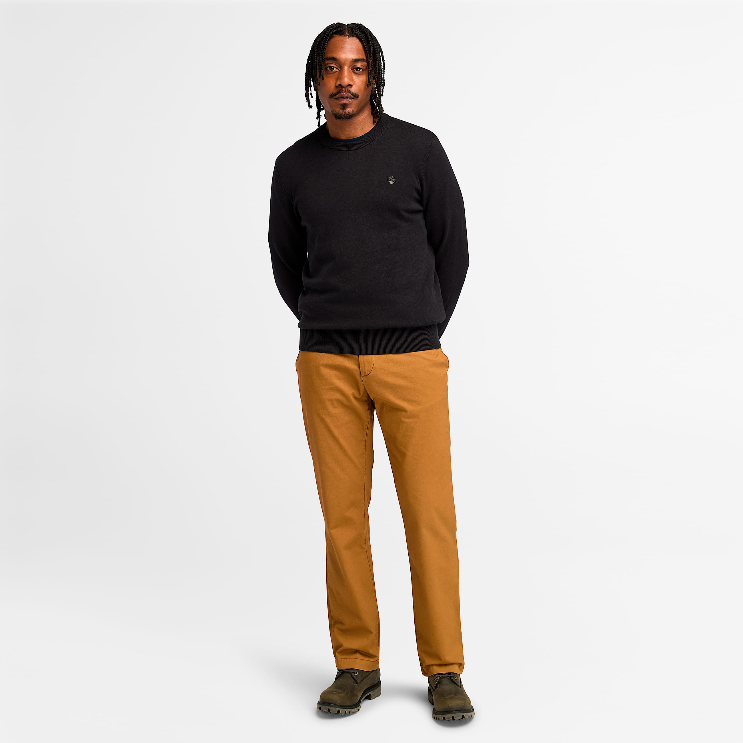 Mens Johns River Cotton Crewneck Sweater TBL Black ALT1