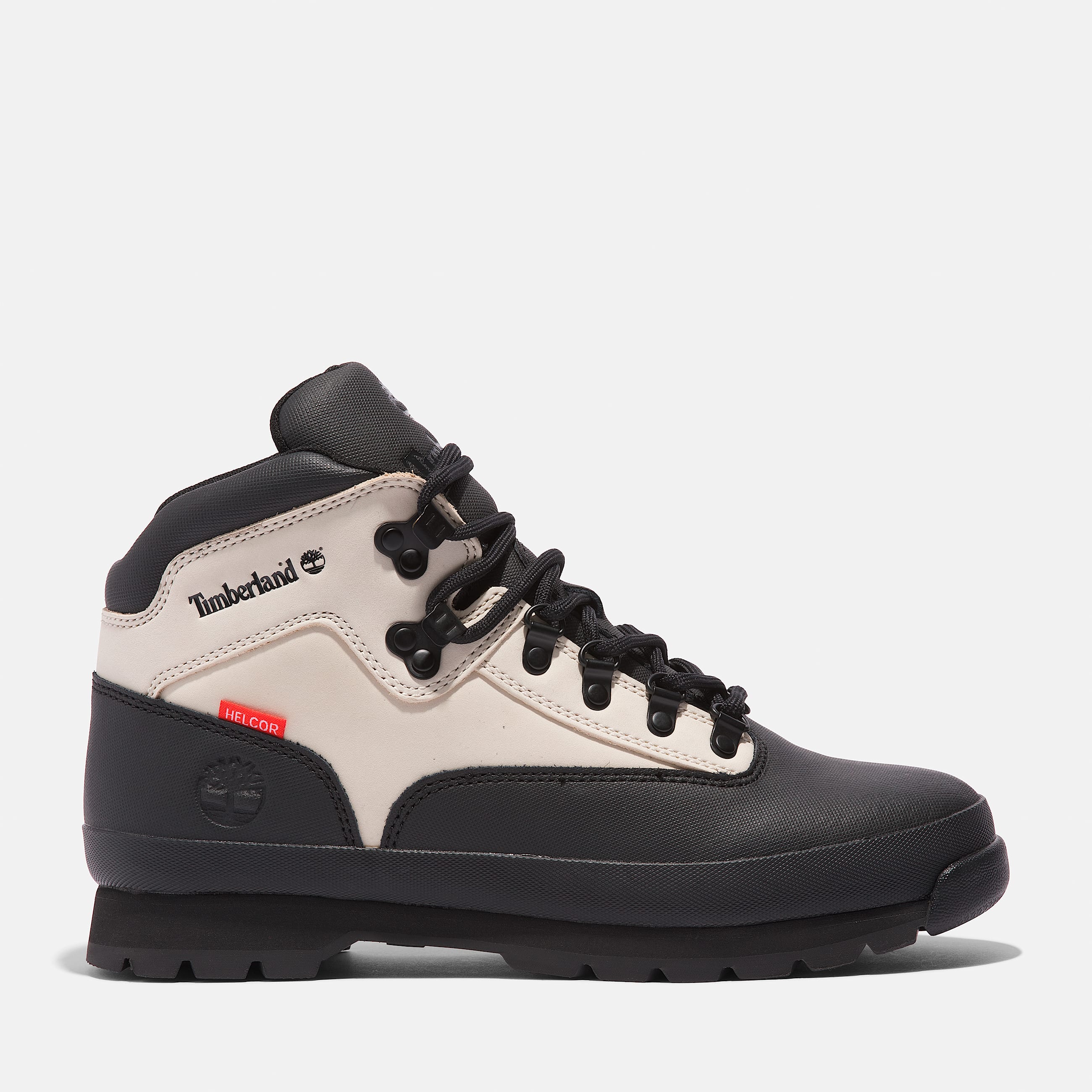 Mens Ski School Timberland Euro Hiker Leather Boot TBL Black Helcor LeatherWhite HERO