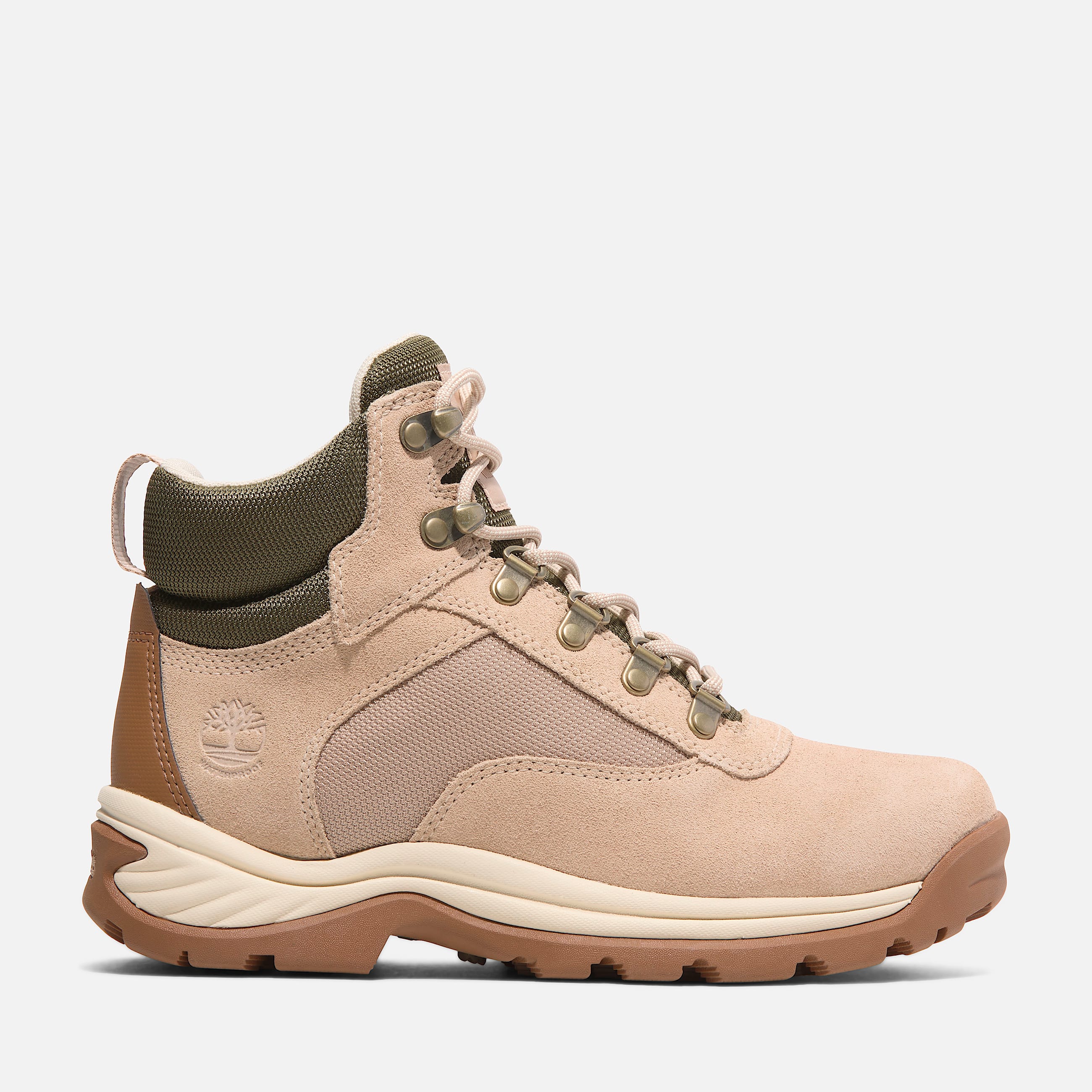 Womens White Ledge Mid Waterproof Hiking Boot TBL Light Beige Suede HERO