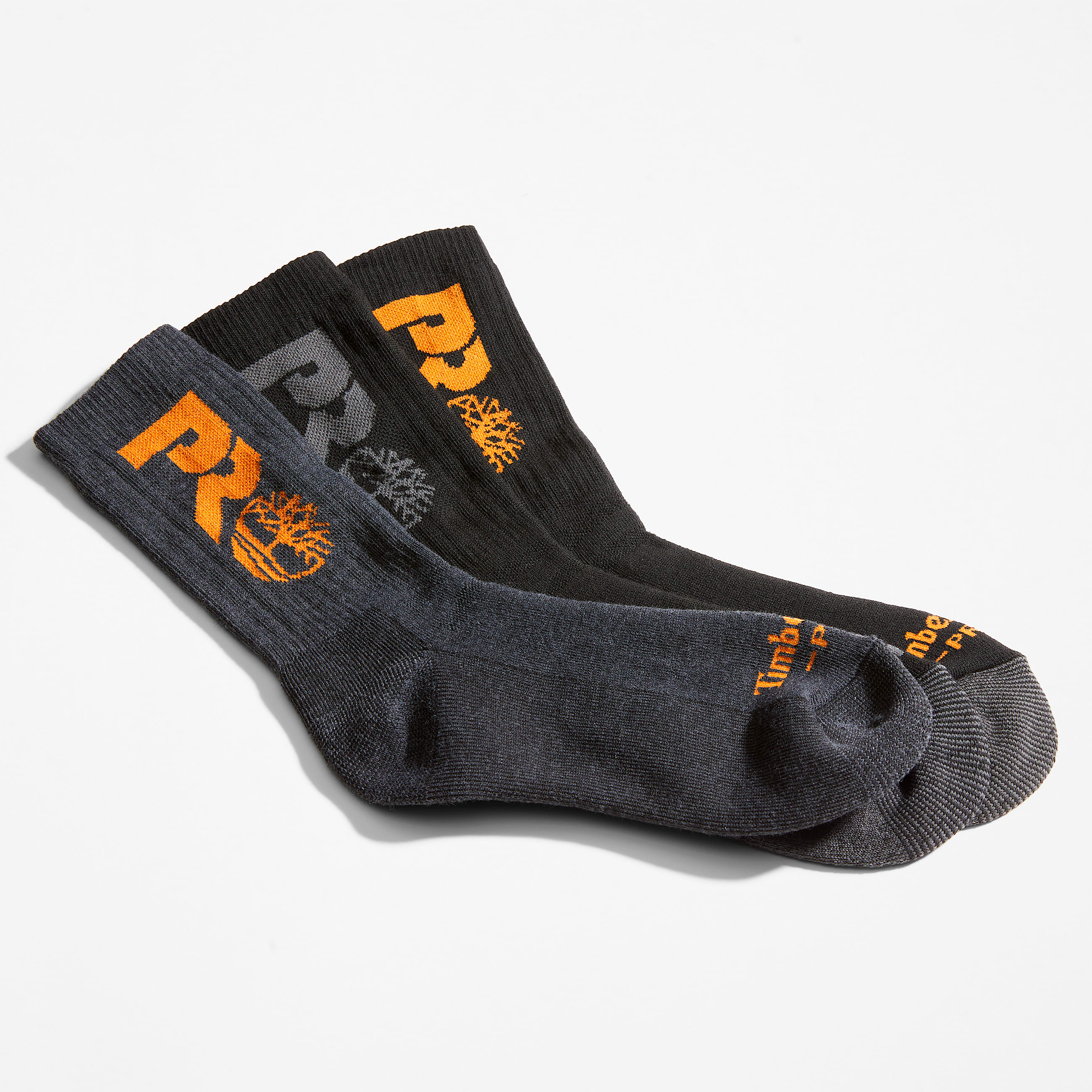 Mens 3Pack FullCushion Boot Socks TBL BlackGrey Logo ALT1