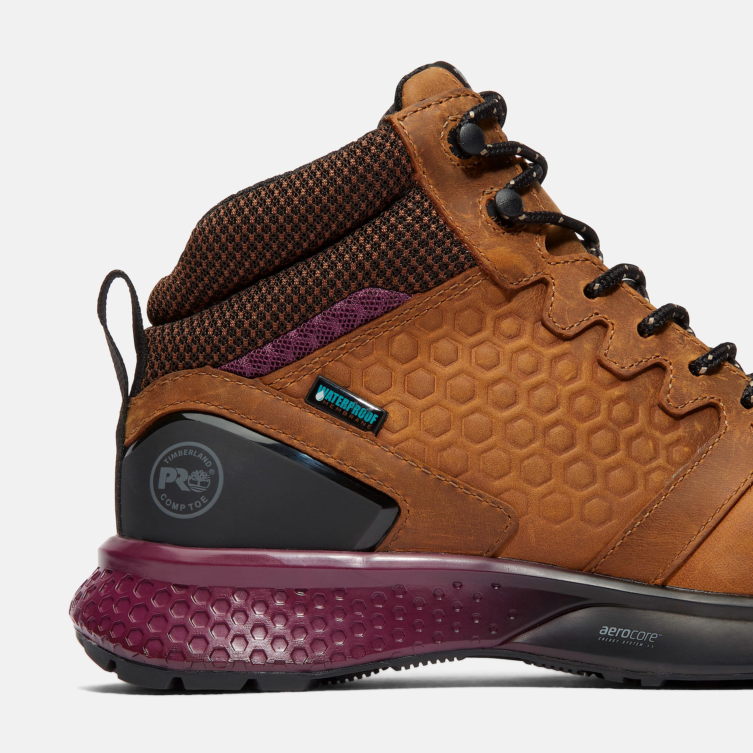 Womens Reaxion Composite Toe Waterproof Work Boot TBL BrownPurple ALT7