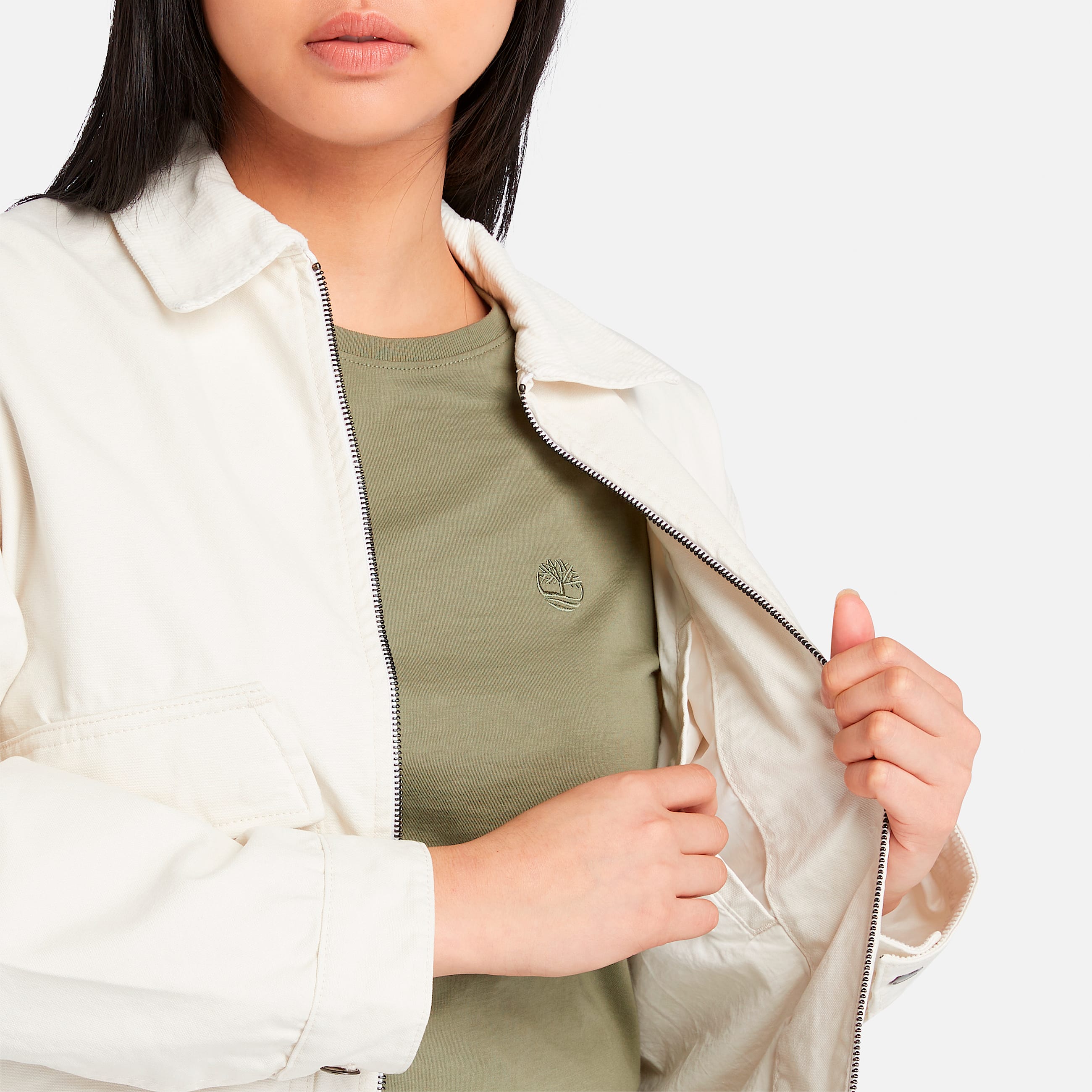 Womens Strafford Washed Canvas Jacket TBL Vintage White ALT2