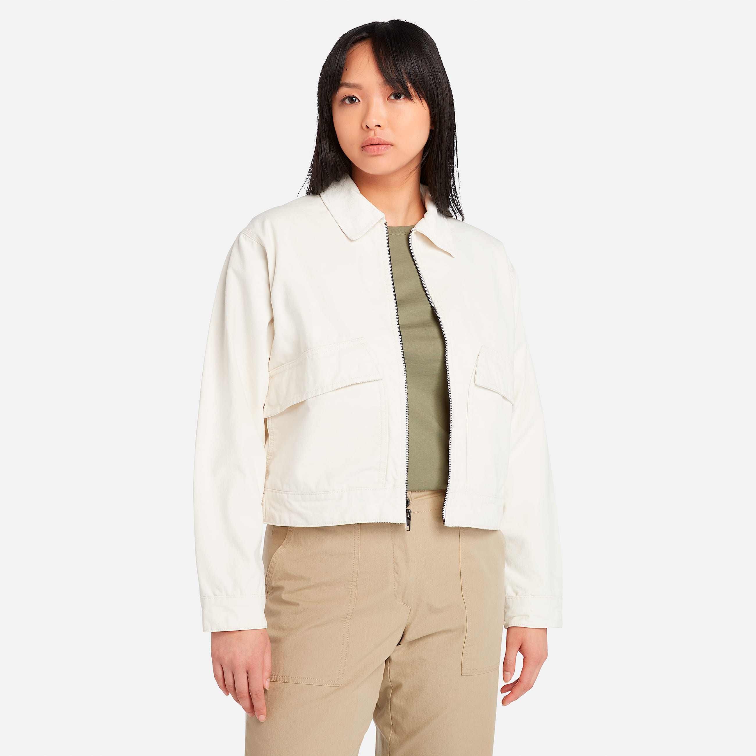 Womens Strafford Washed Canvas Jacket TBL Vintage White HERO