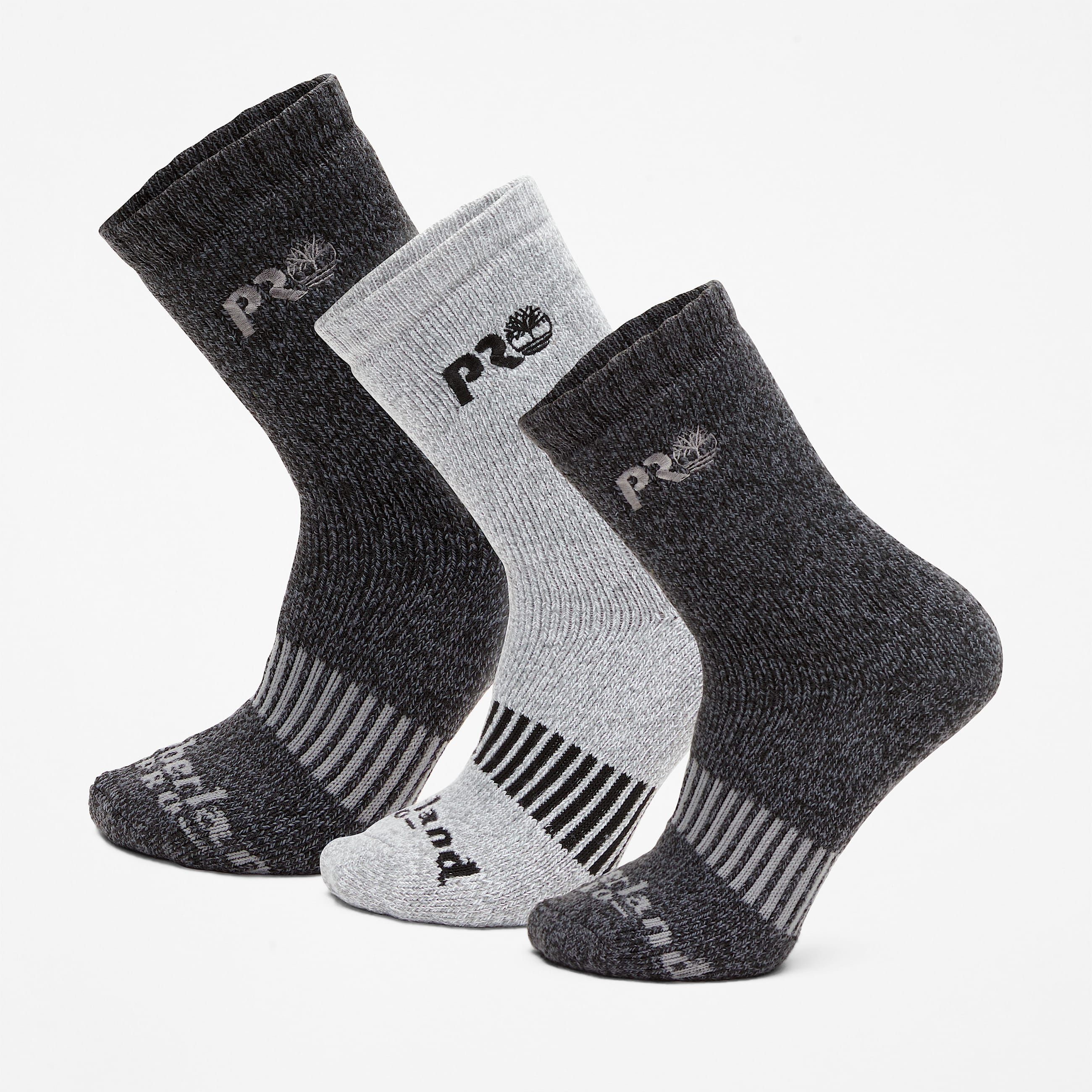 Mens 3Pack RacingStripe Cushioned Boot Socks TBL Grey Multi HERO