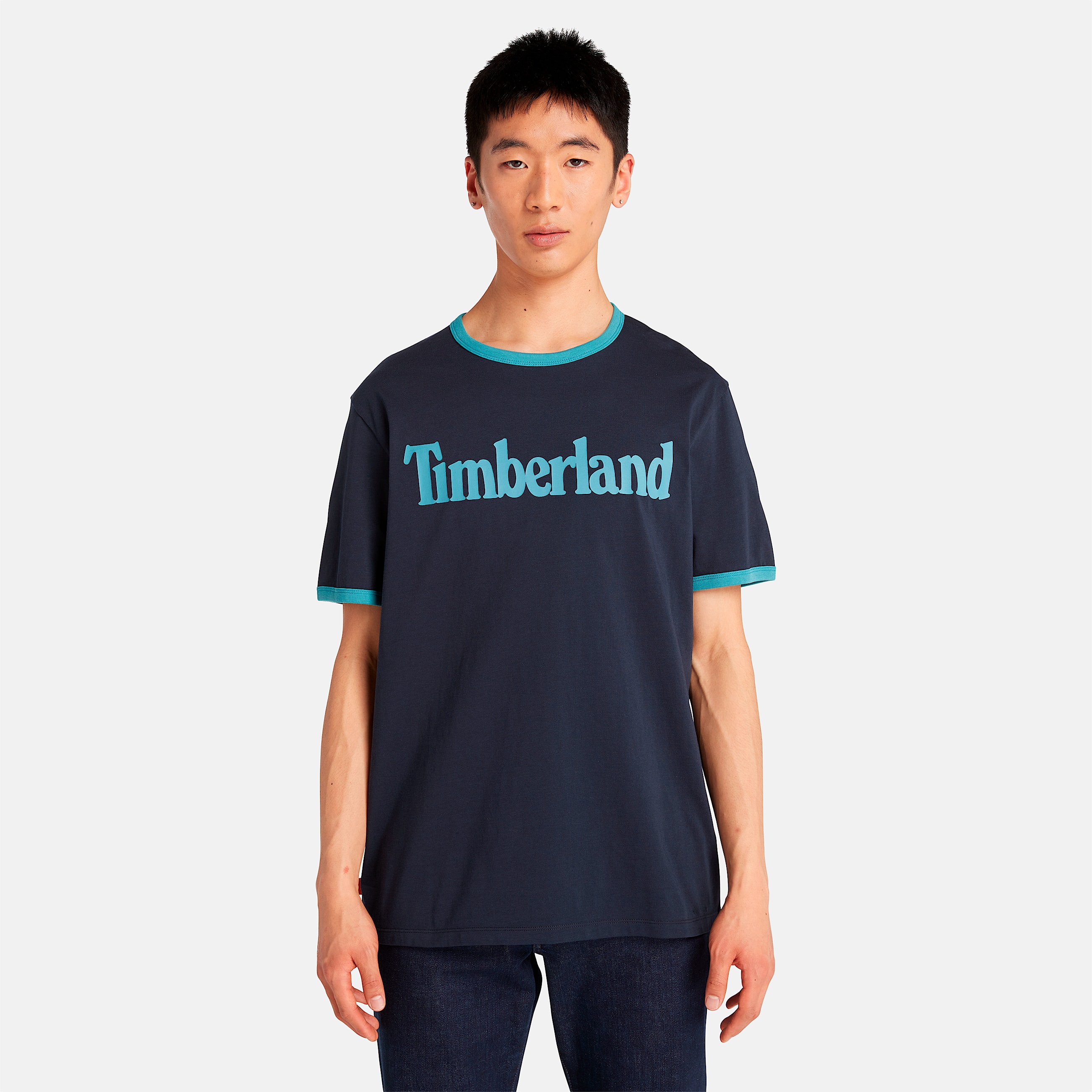 Mens LinearLogo Ringer TShirt TBL Dark SapphireStorm Blue ALT8