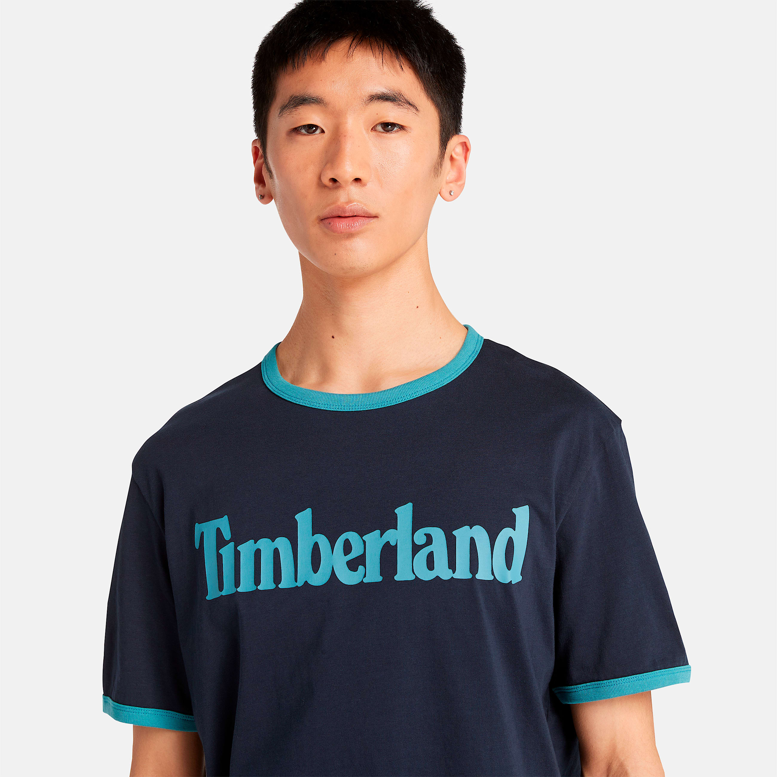 Mens LinearLogo Ringer TShirt TBL Dark SapphireStorm Blue ALT2