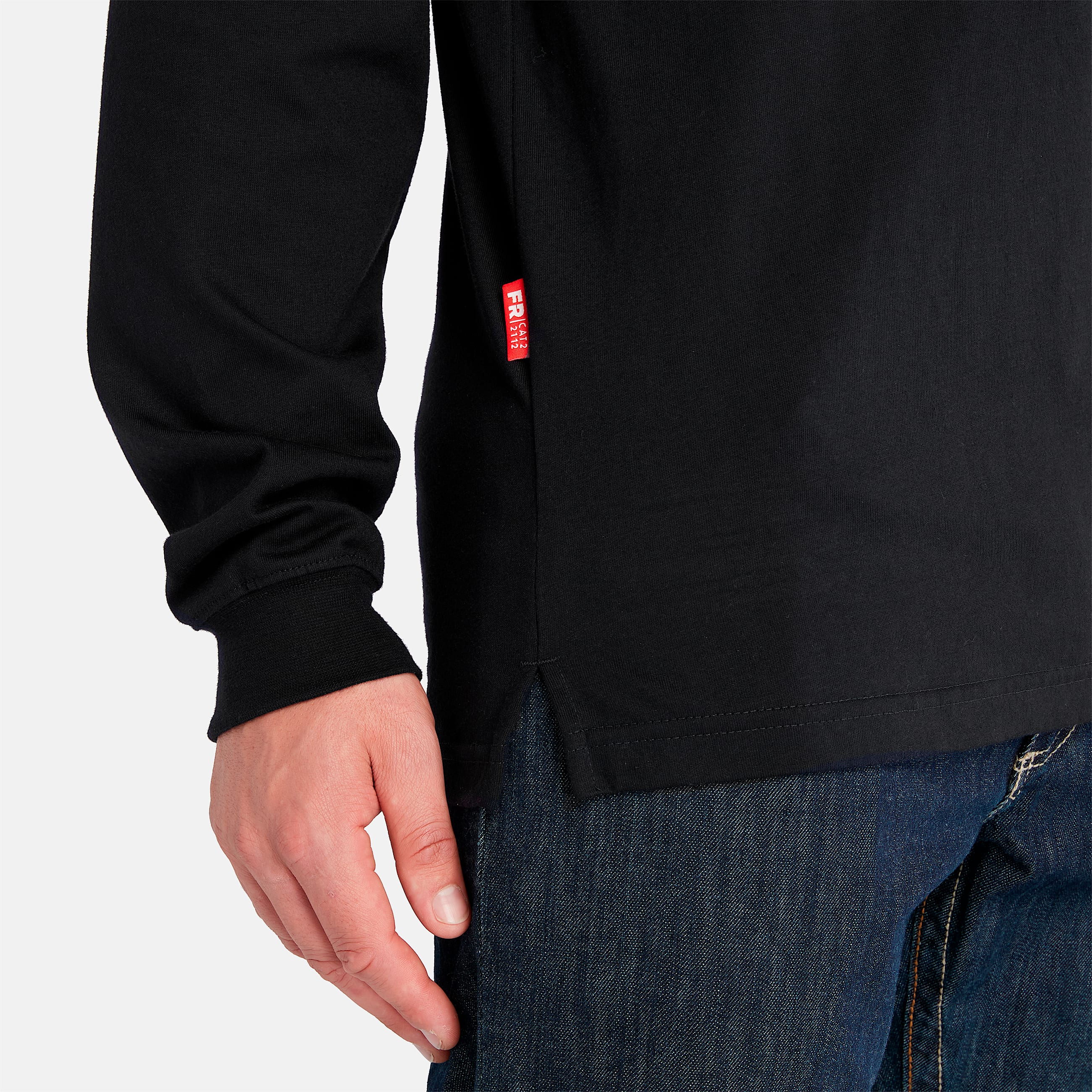 Camiseta henley manga larga para hombre resistente al fuego TBL Negro ALT5