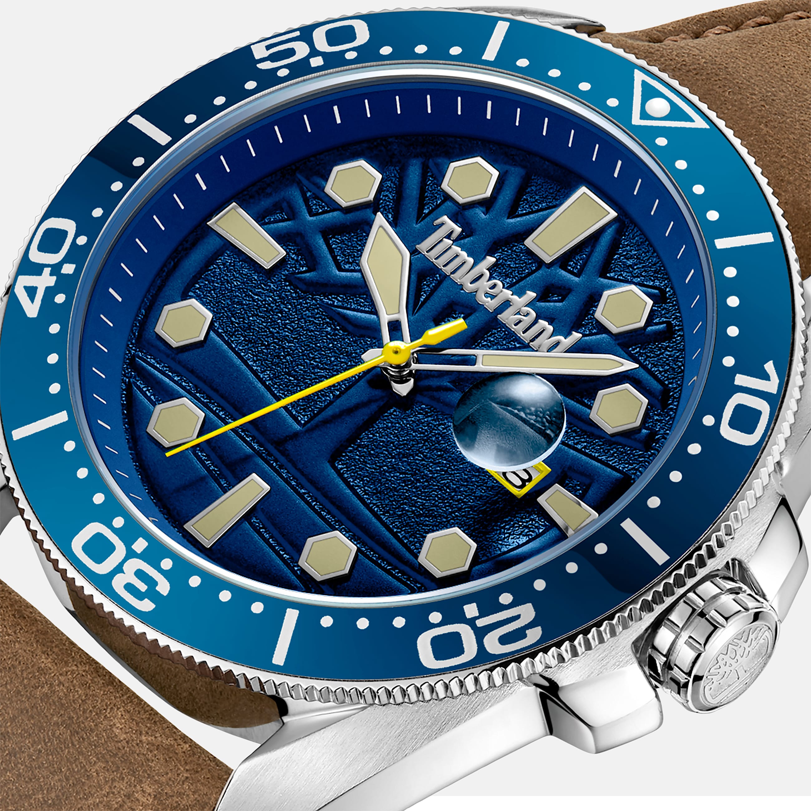 Mens Carrigan Watch TBL Blue FaceBrown Band ALT4