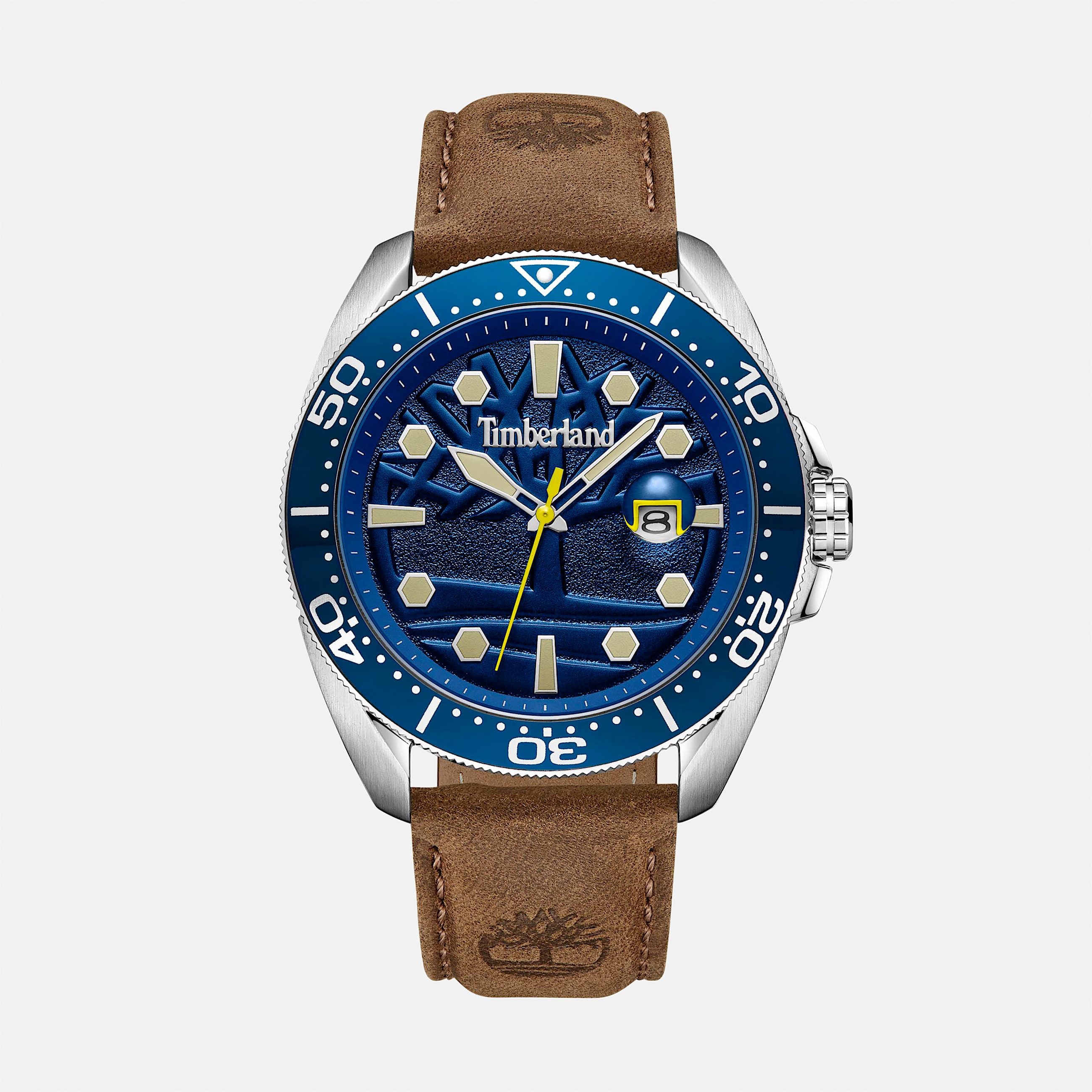 Mens Carrigan Watch TBL Blue FaceBrown Band HERO
