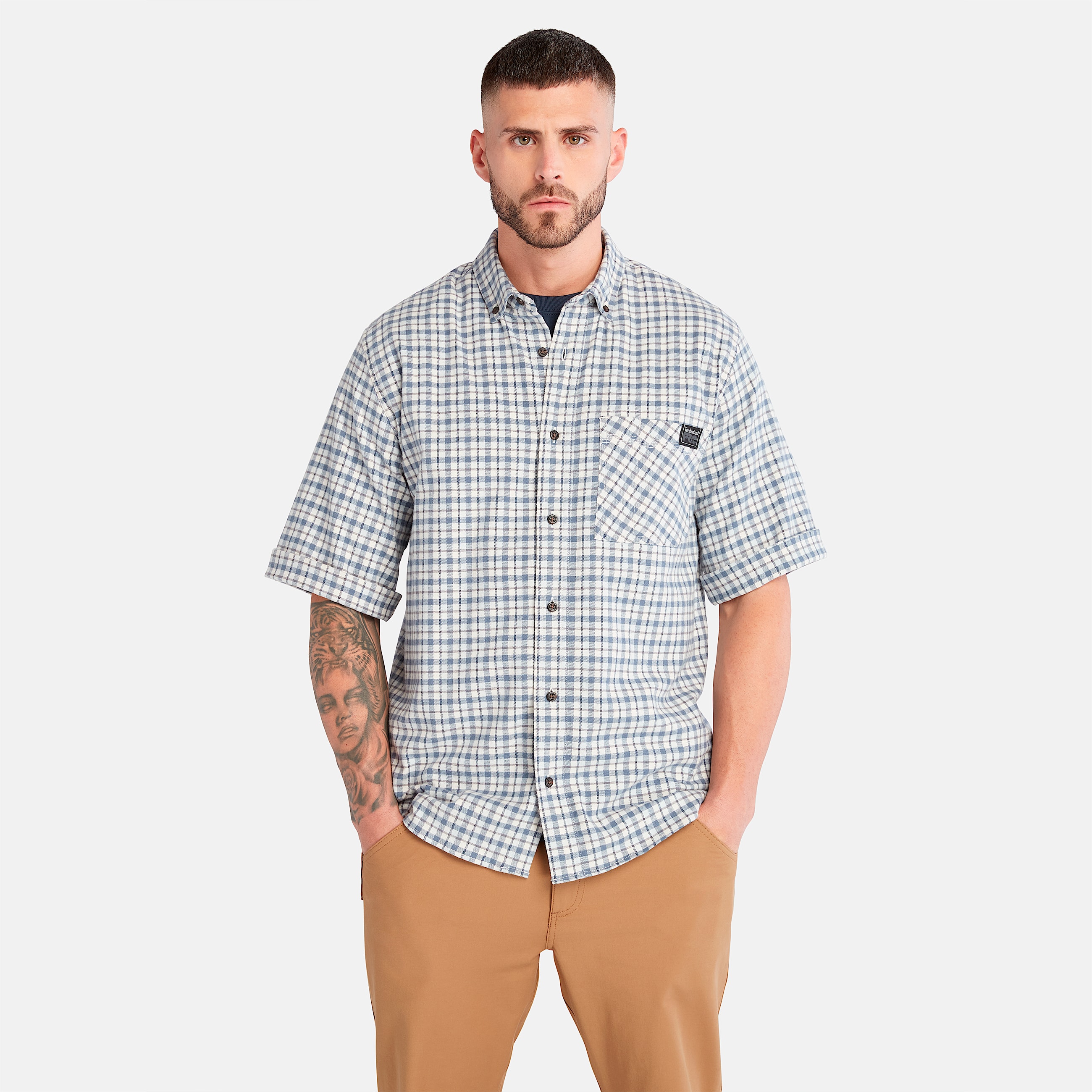 Mens Timberland PRO Woodfort Lightweight Flannel Flex Shirt TBL Skyway HERO