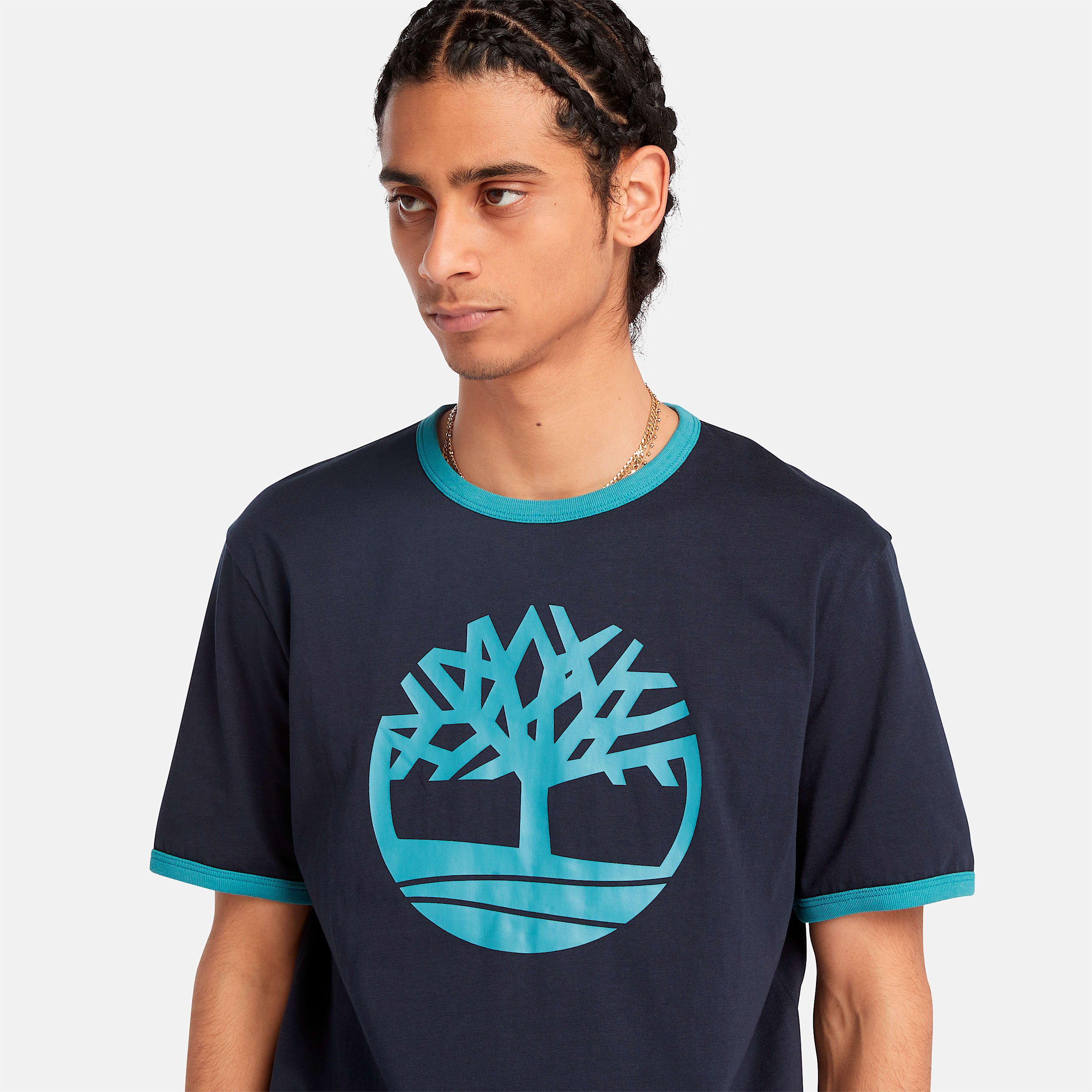 Mens TreeLogo Ringer TShirt TBL Dark SapphireStorm Blue ALT2