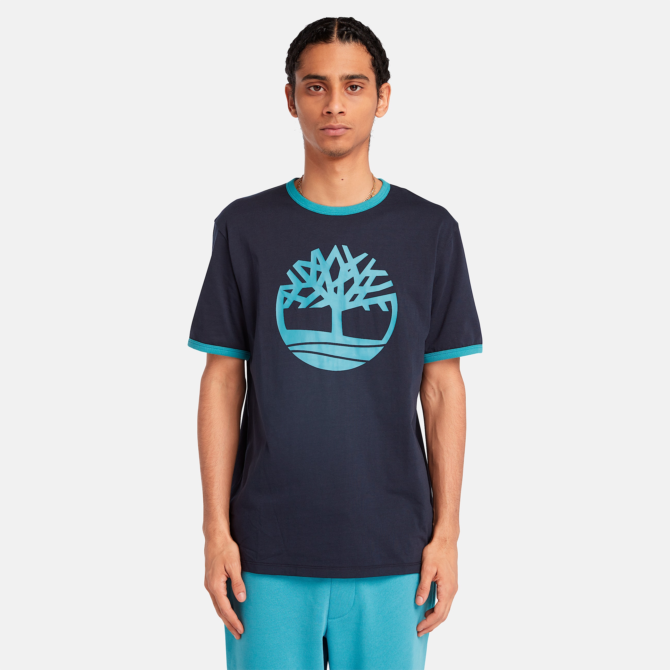 Mens TreeLogo Ringer TShirt TBL Dark SapphireStorm Blue ALT8