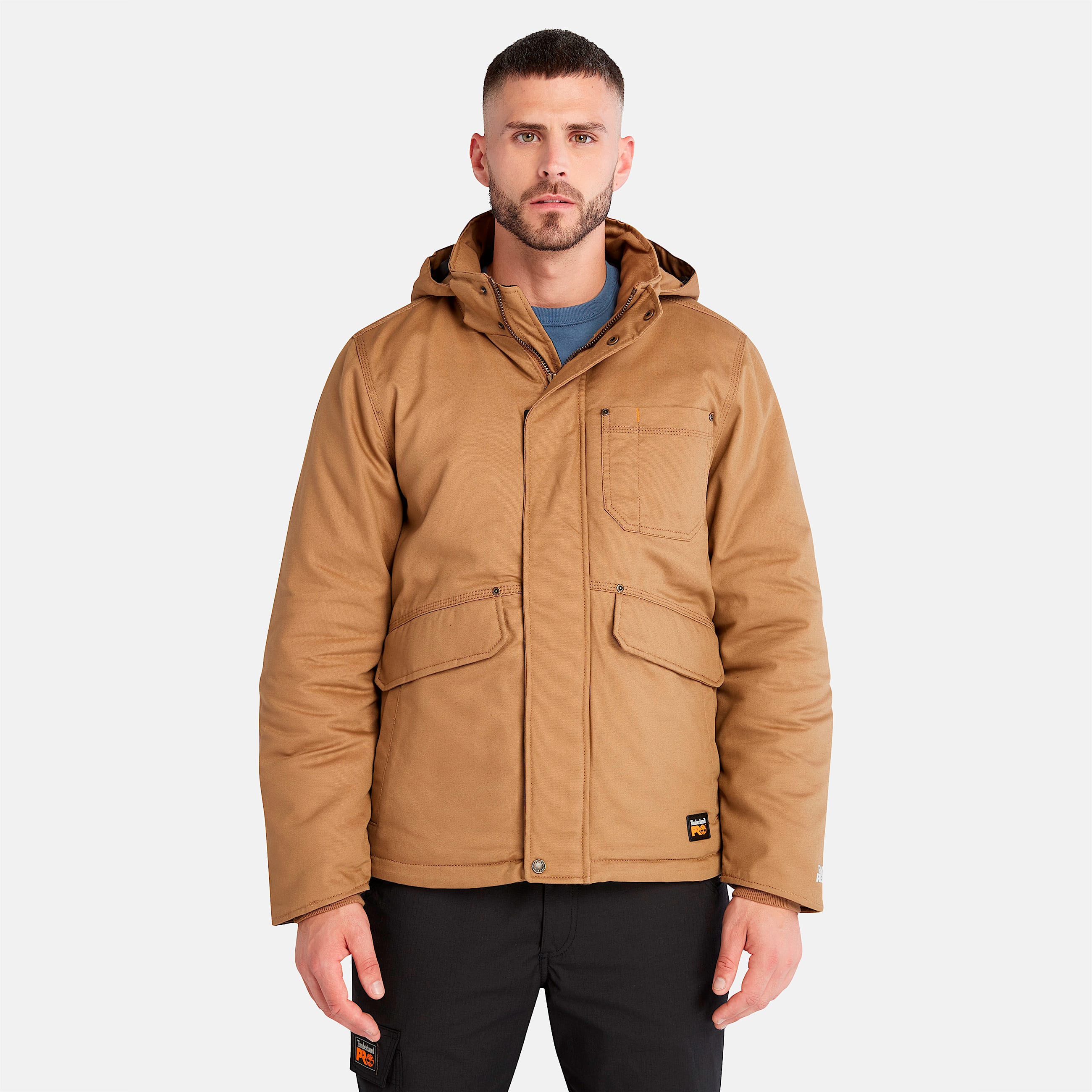 Mens Timberland PRO Ironhide Insulated Hooded Jacket TBL Dark Wheat HERO