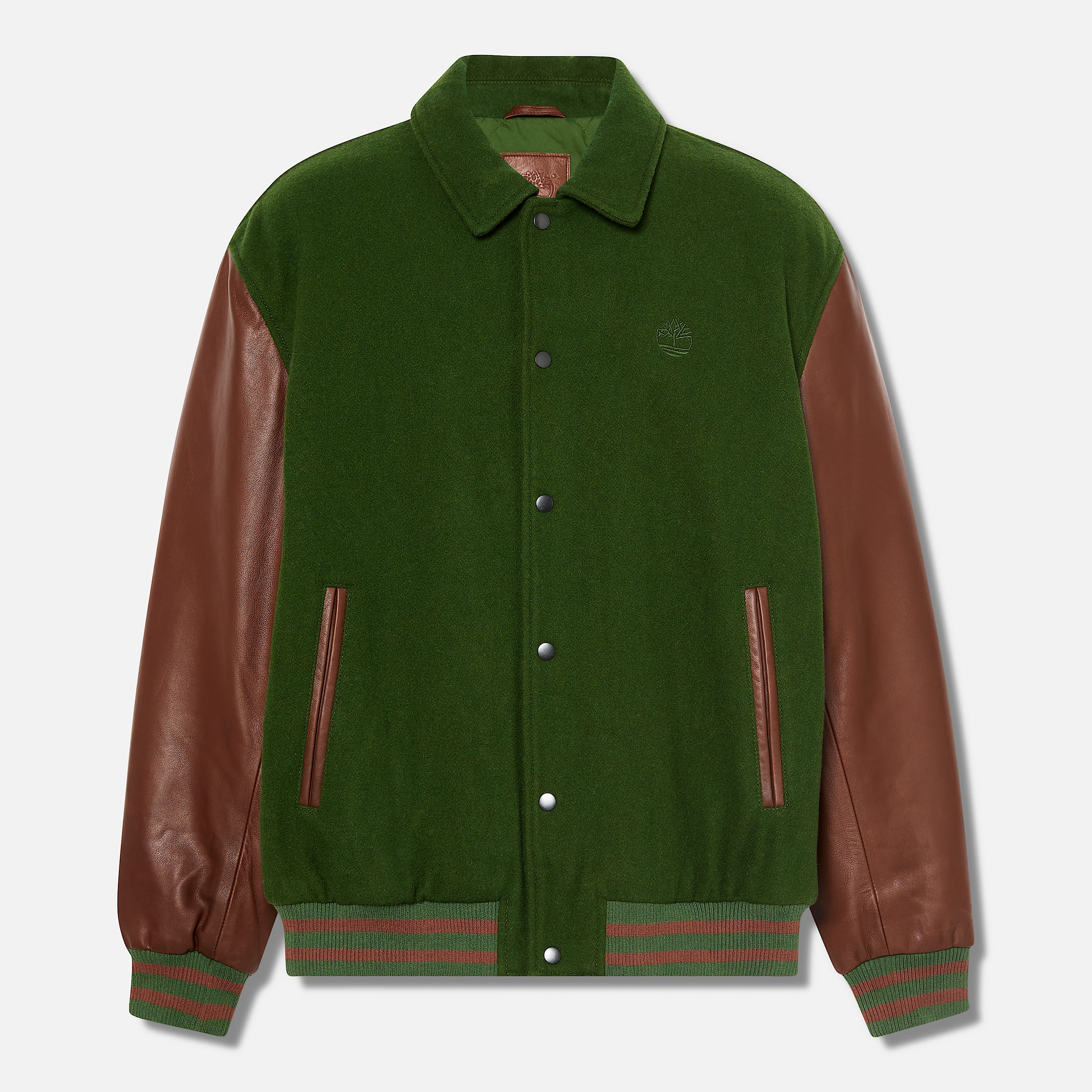 Leather Letterman Jacket TBL Black Forest Green ALT10