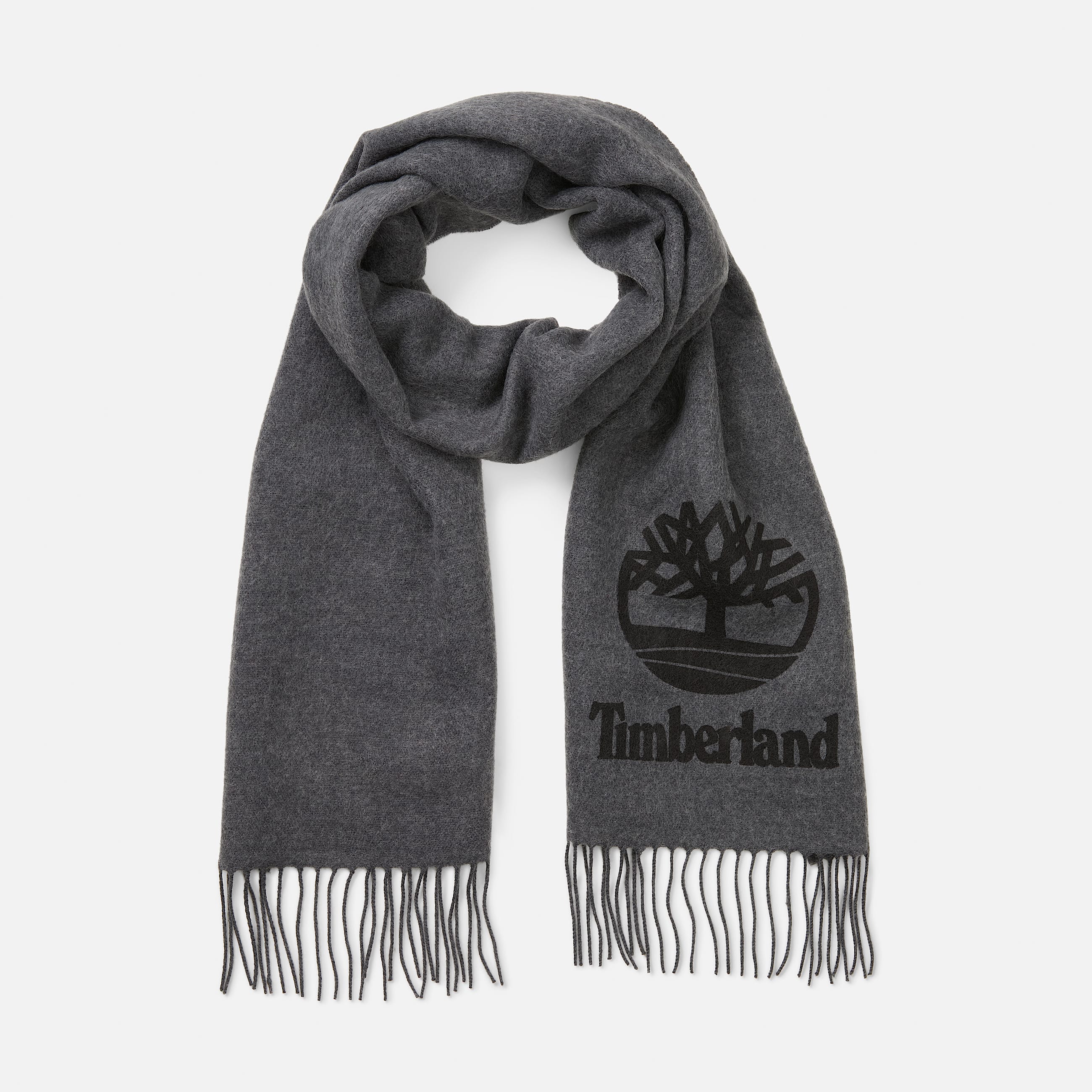 Yarn Dye Scarf With Printed Logo TBL Charcoal Heather Grey HERO