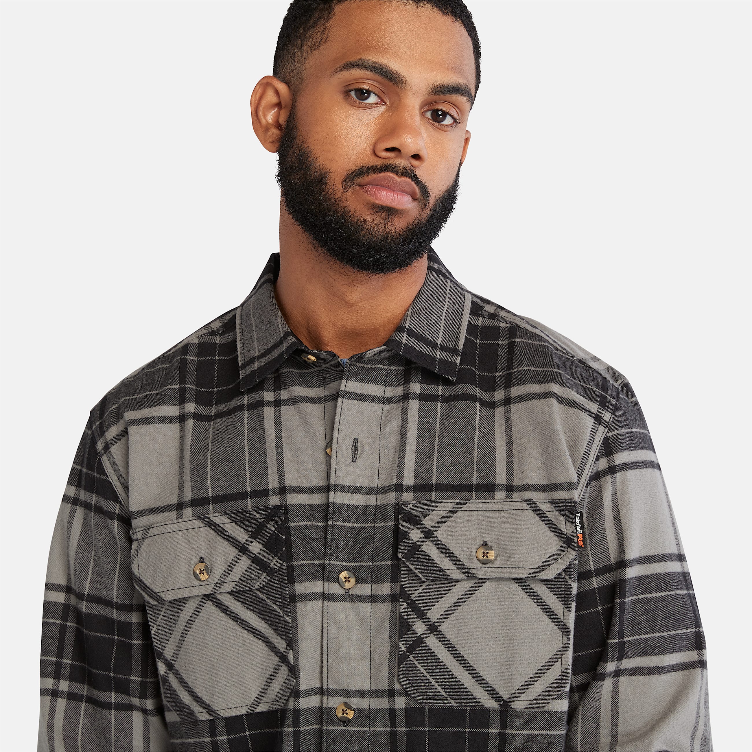 Mens Woodfort Heavyweight Flannel Work Shirt TBL Pewter Plaid ALT2