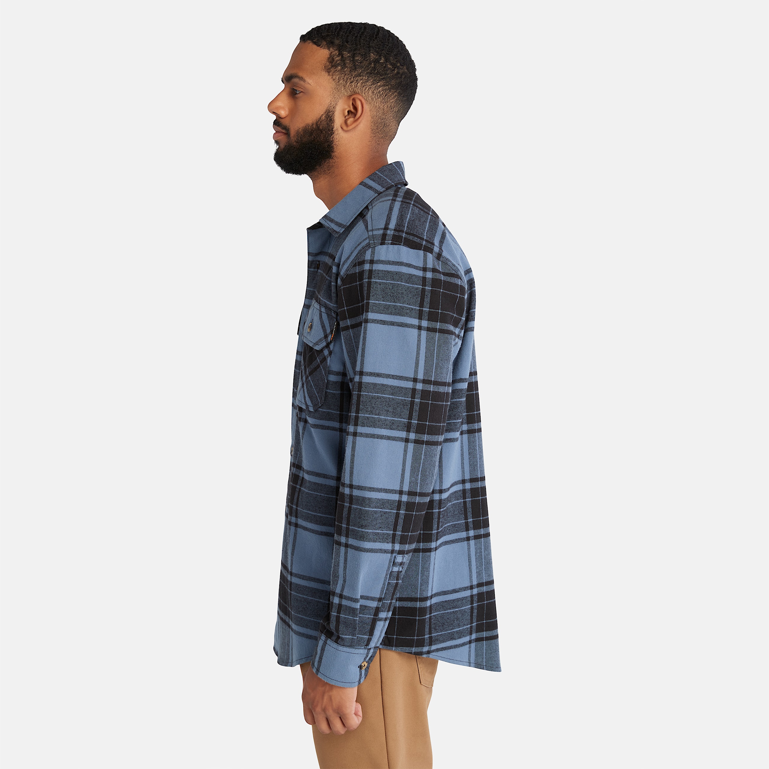 Mens Woodfort Heavyweight Flannel Work Shirt TBL Vintage Indigo ALT8