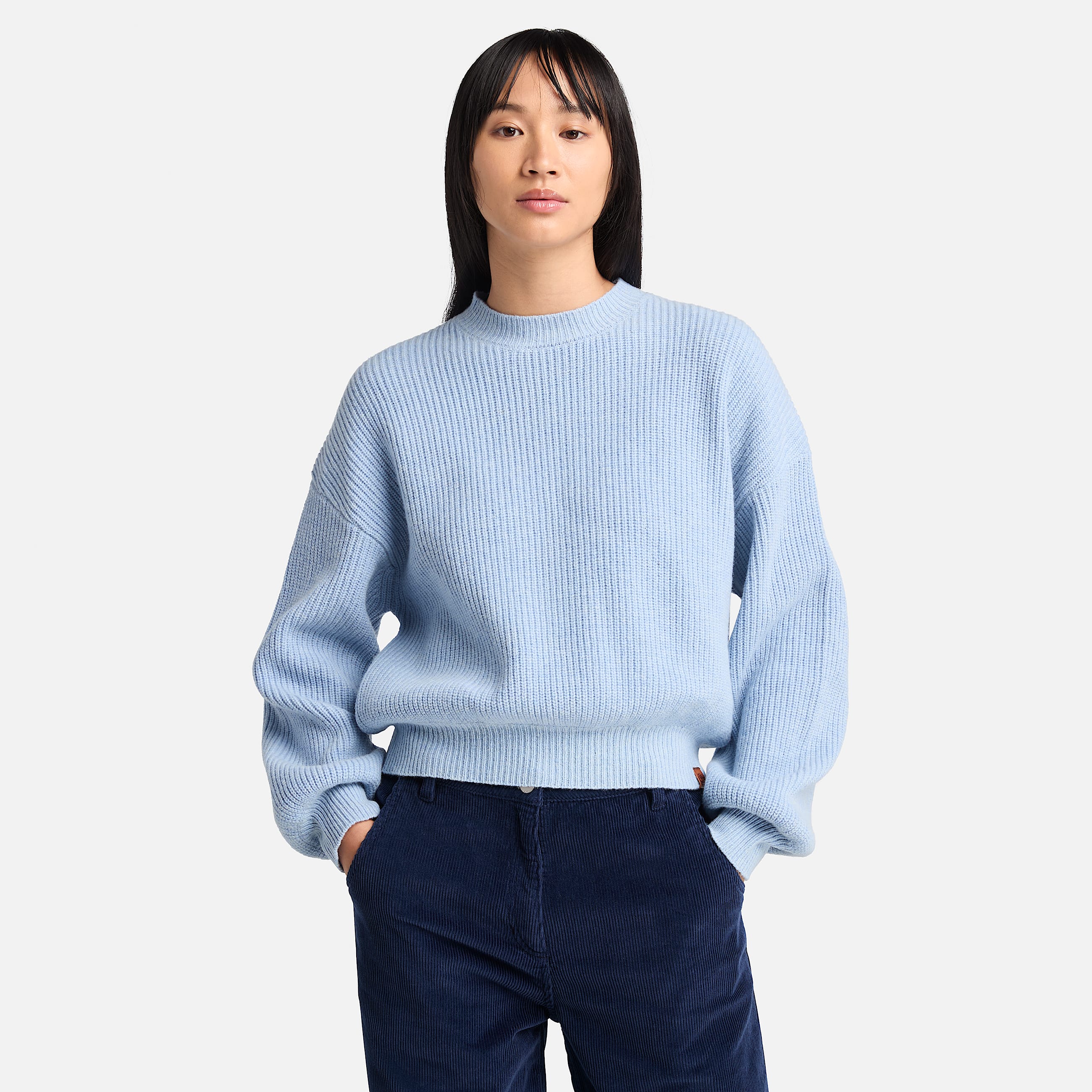 Womens Wool Blend Crew Sweater TBL Ice Blue HERO
