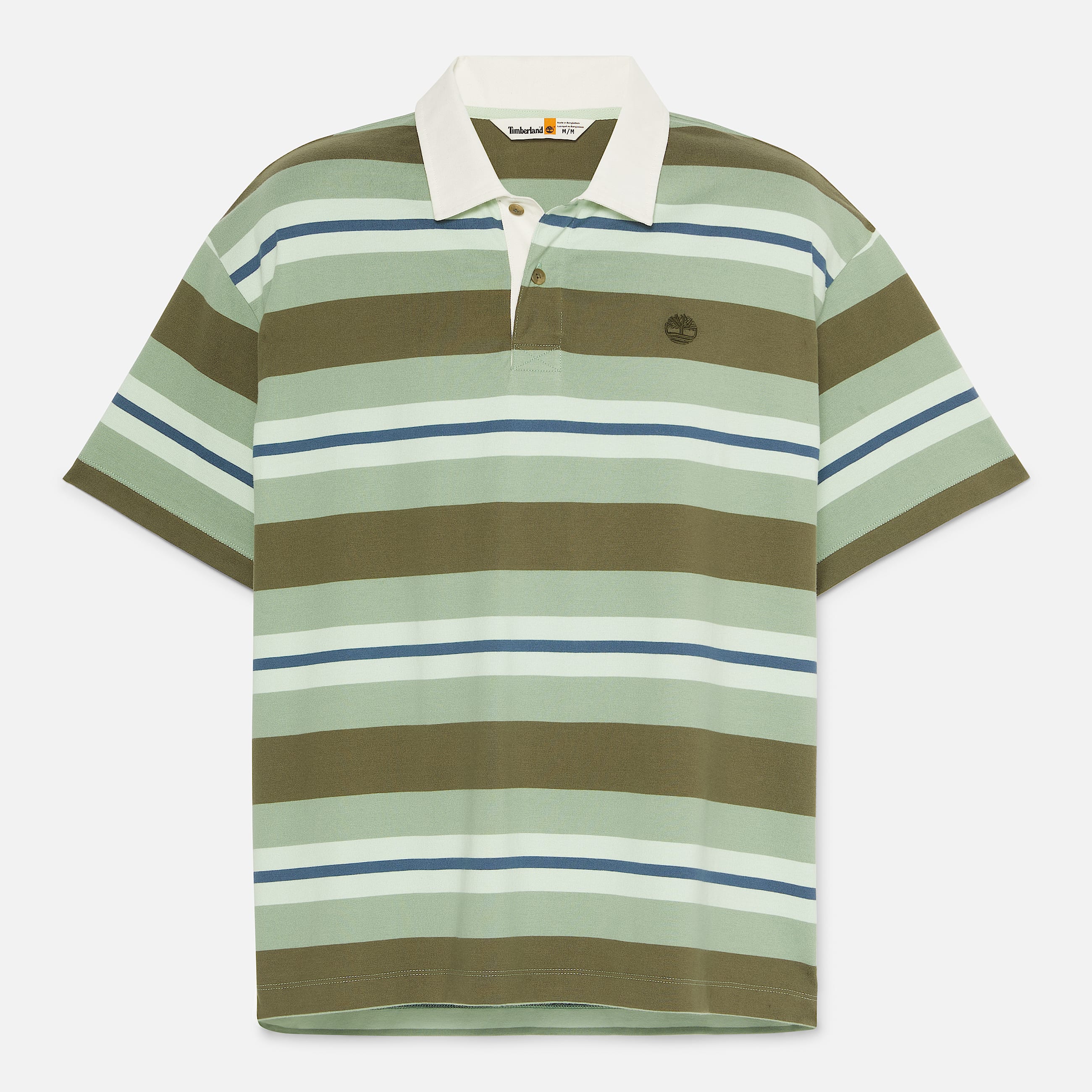 Polo Rugby a rayas de manga corta para hombre TBL Verde ALT10