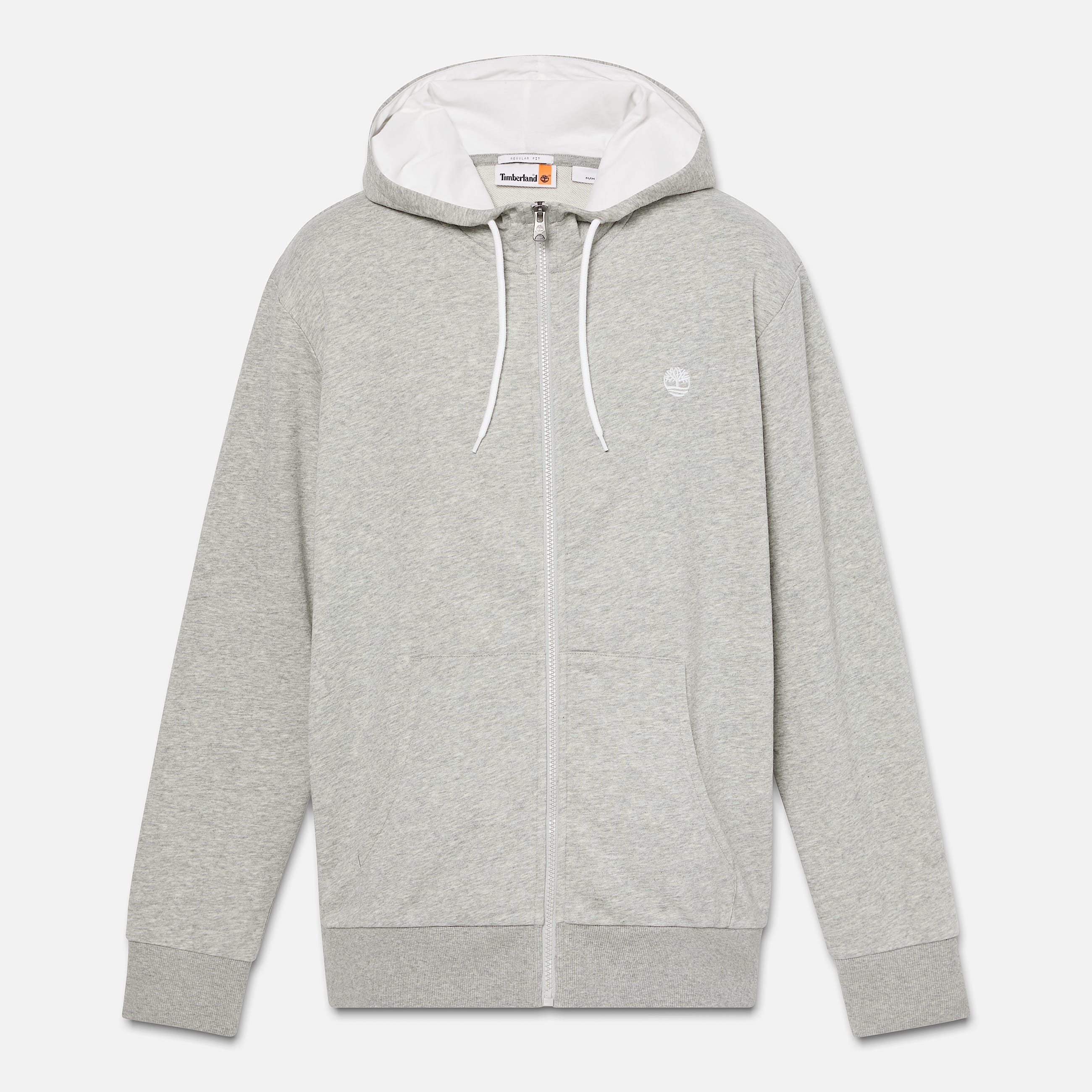 Mens Oyster River Chest Logo FullZip Hoodie TBL Medium Grey HeatherWhite ALT10