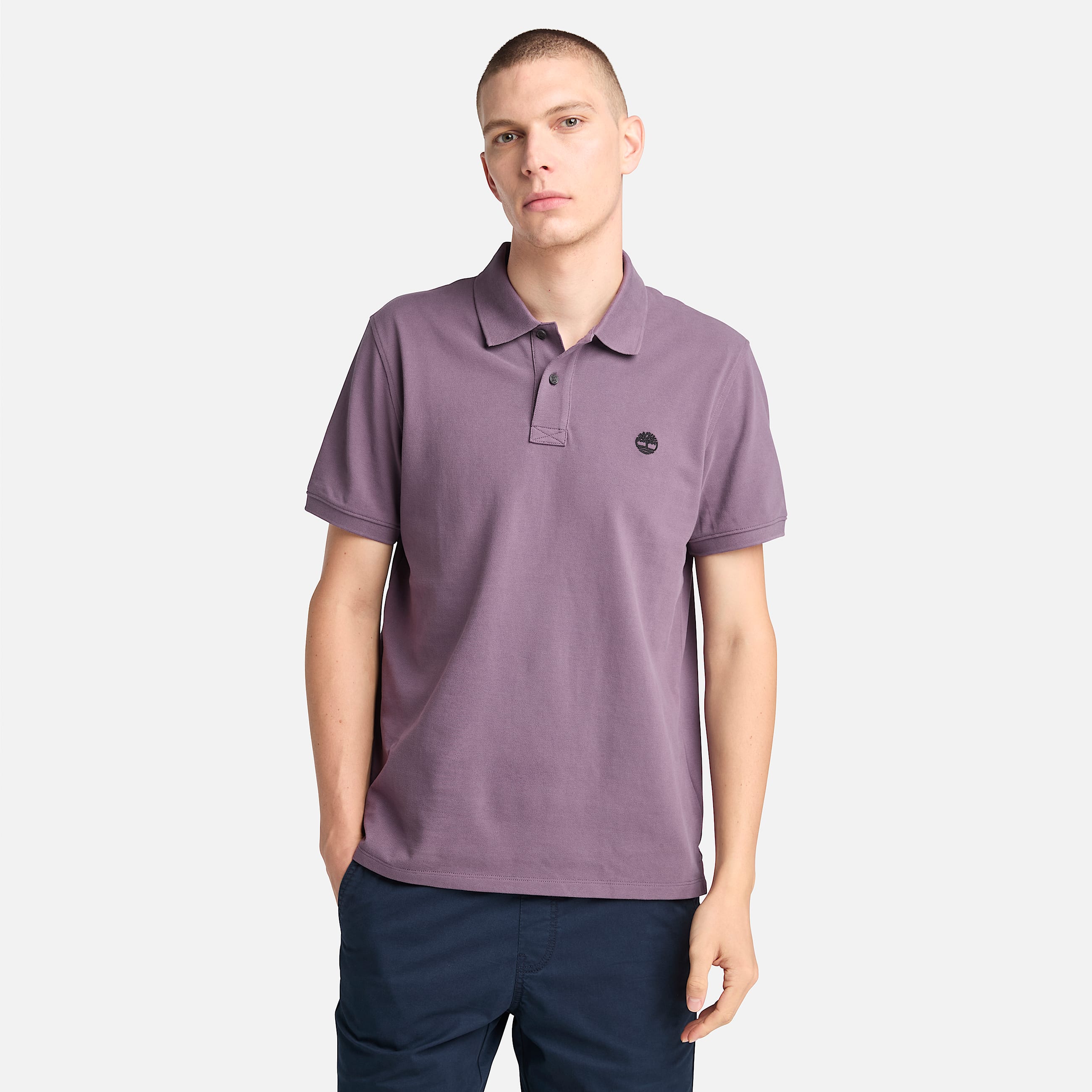 Mens Millers River ShortSleeve Pique Polo Shirt TBL Vintage Violet HERO