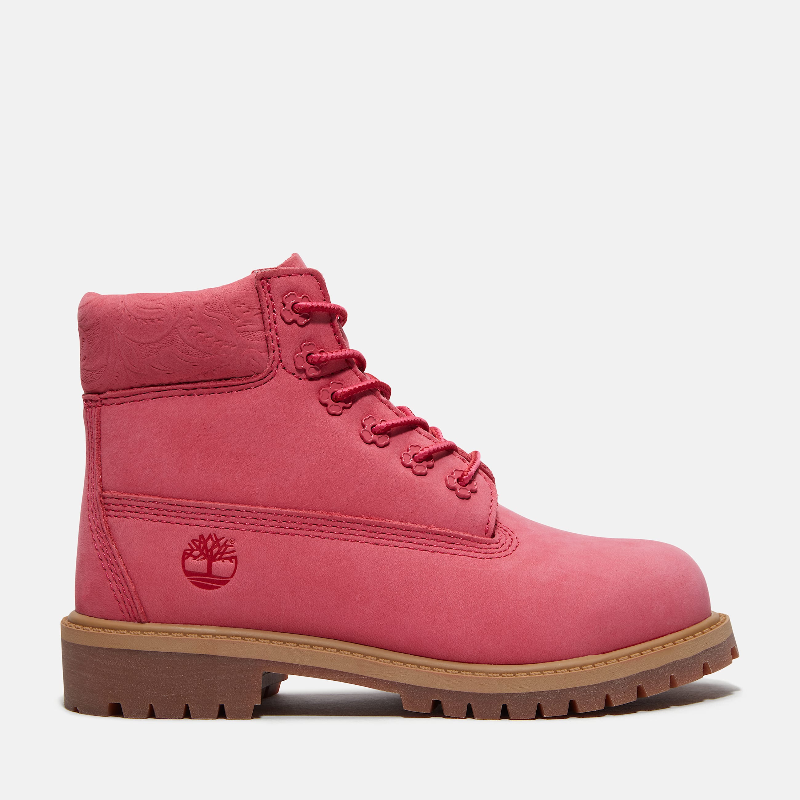 Youth Timberland Premium 6Inch Waterproof Boot TBL Bright Pink Nubuck HERO