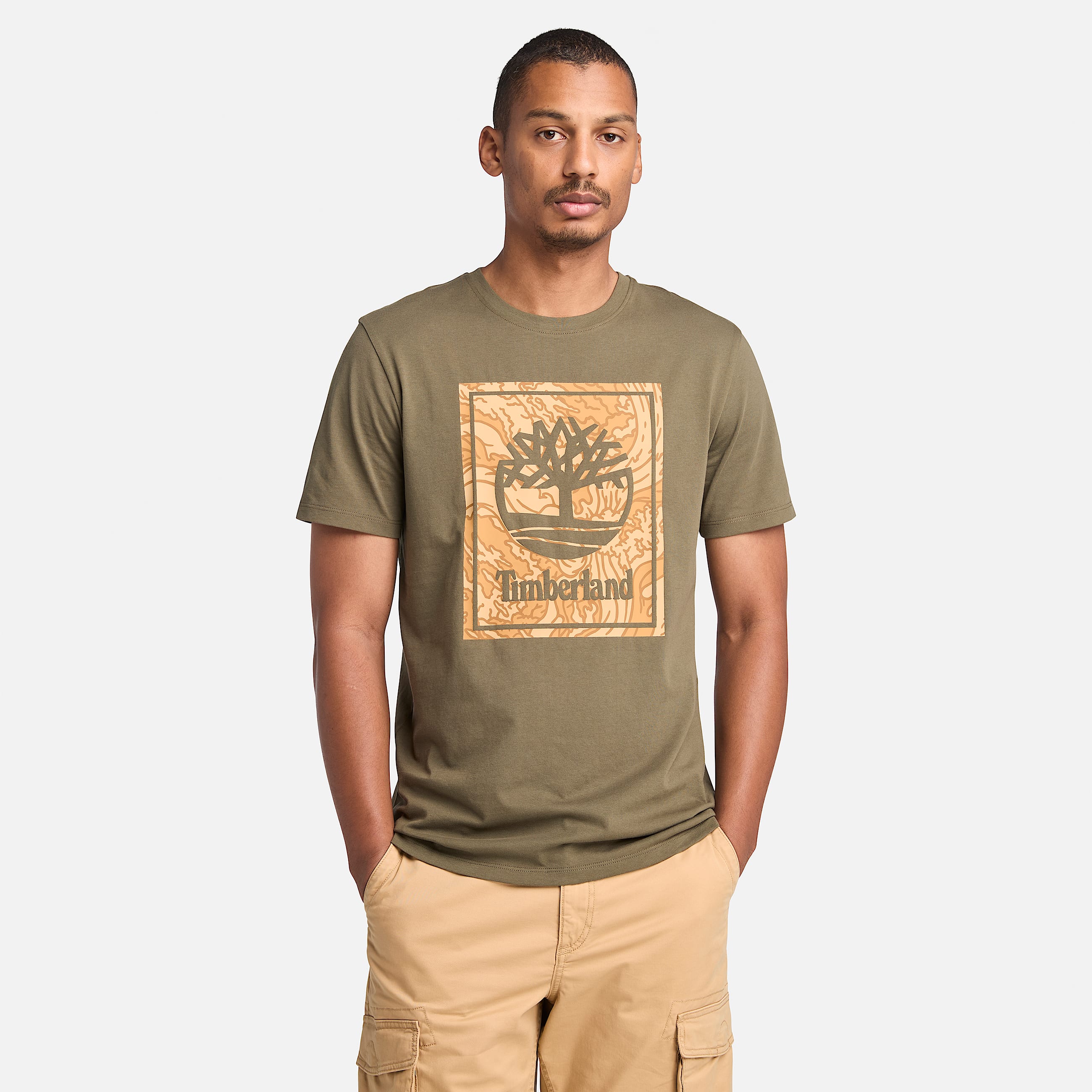 Mens Stack Logo Camo ShortSleeve TShirt TBL Leaf Green HERO