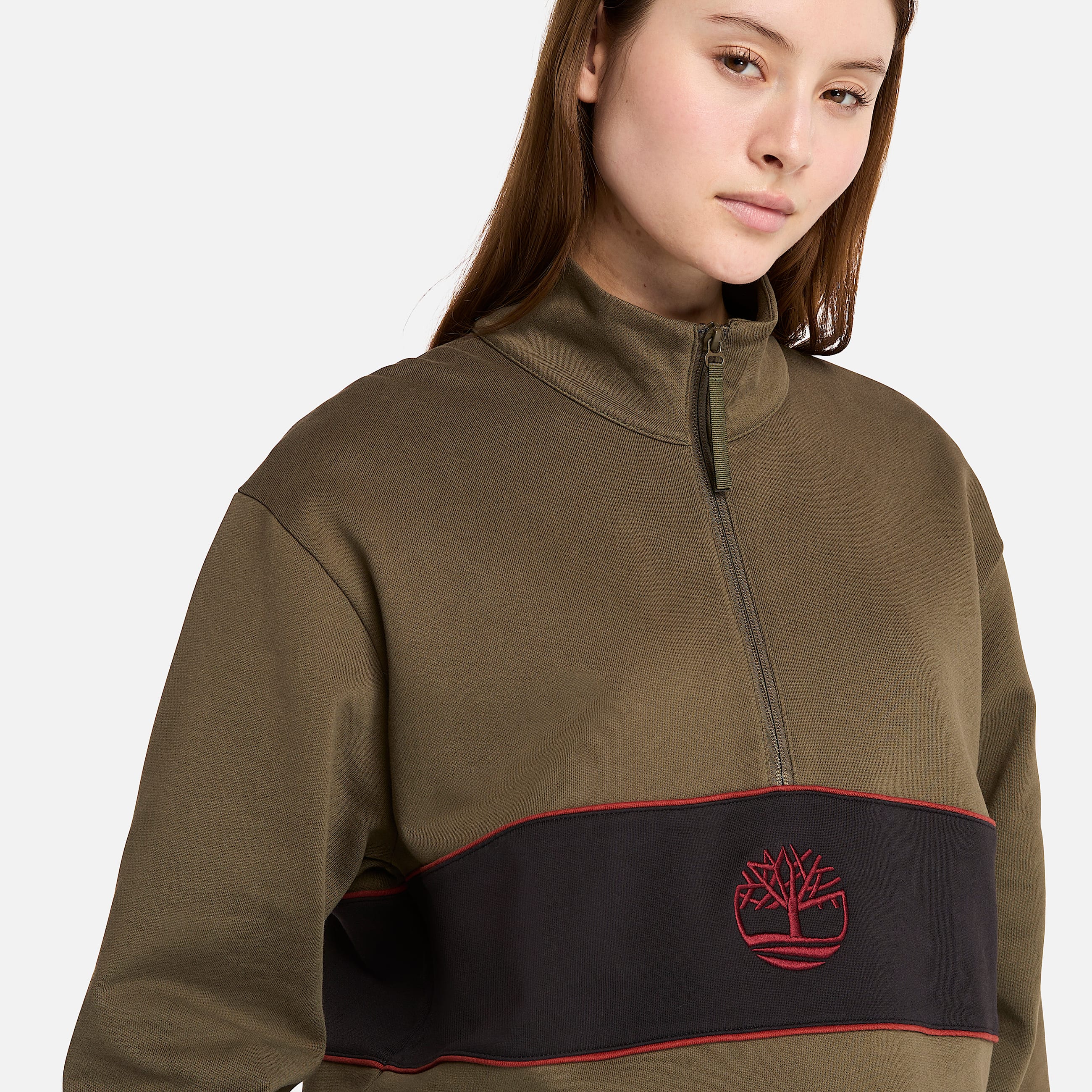 CutandSew QuarterZip Sweatshirt TBL Leaf GreenBlack ALT3