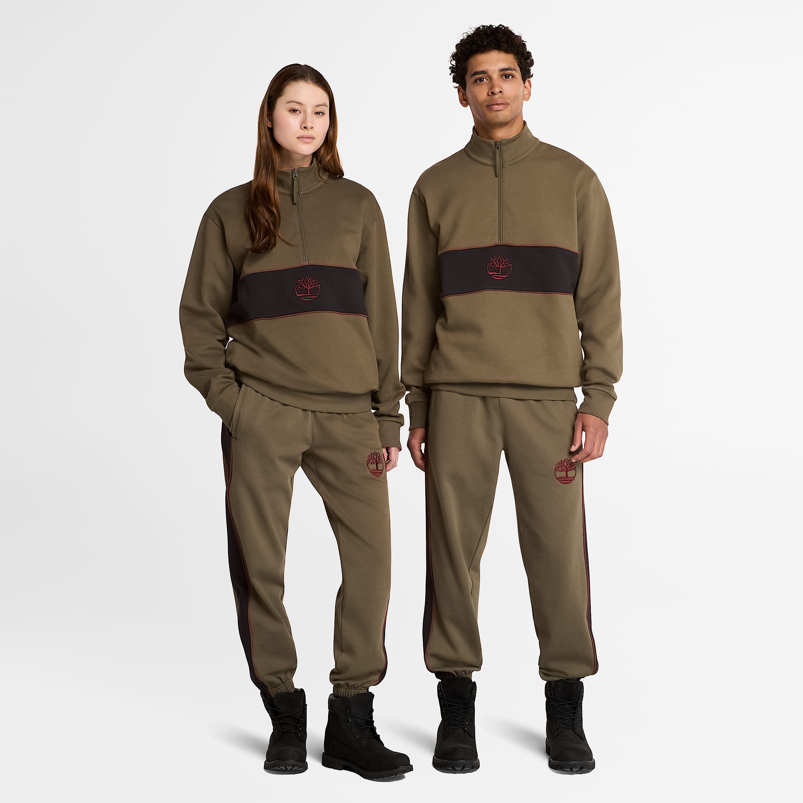CutandSew QuarterZip Sweatshirt TBL Leaf GreenBlack HERO