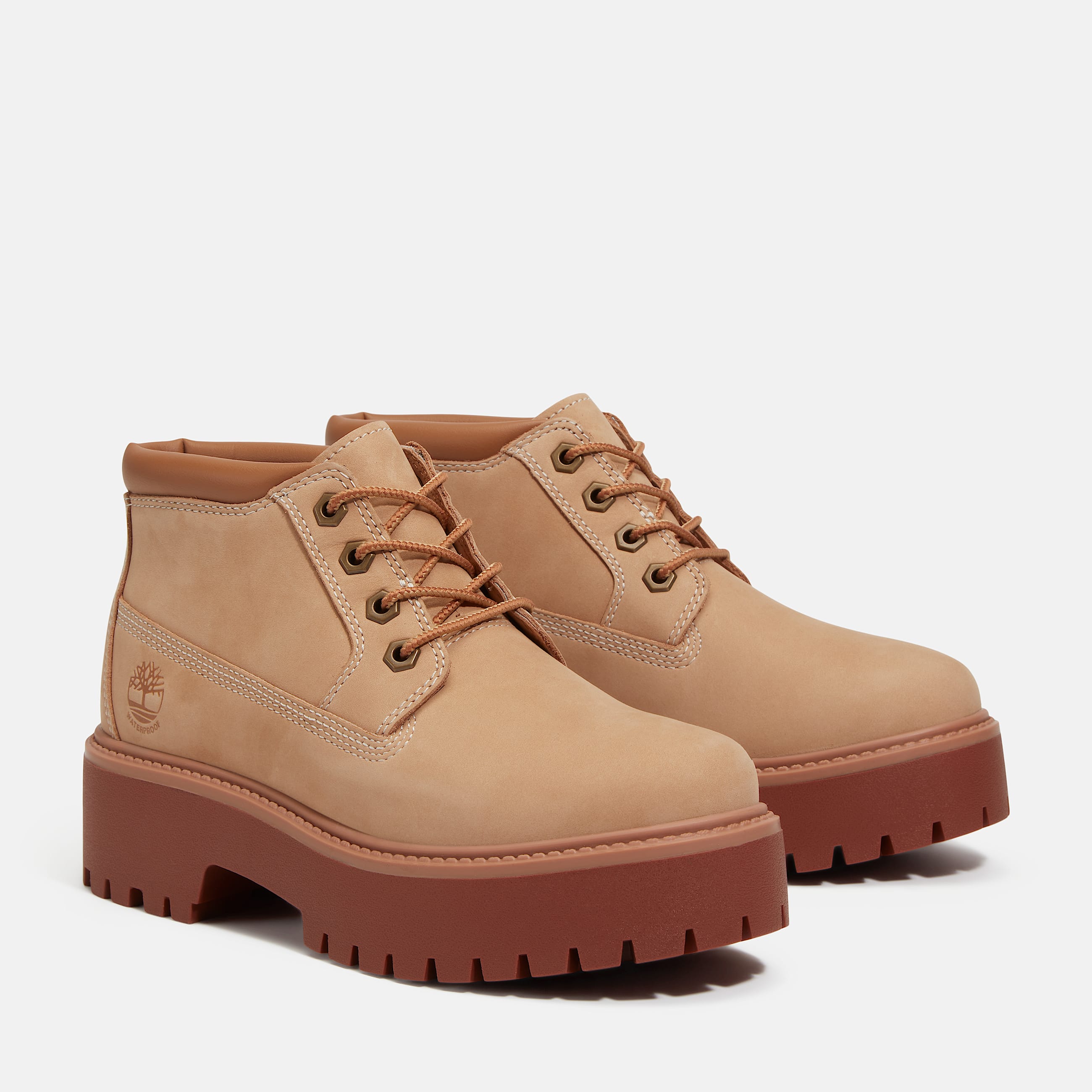 Womens Stone Street Waterproof Platform Chukka TBL Medium Beige Nubuck ALT4