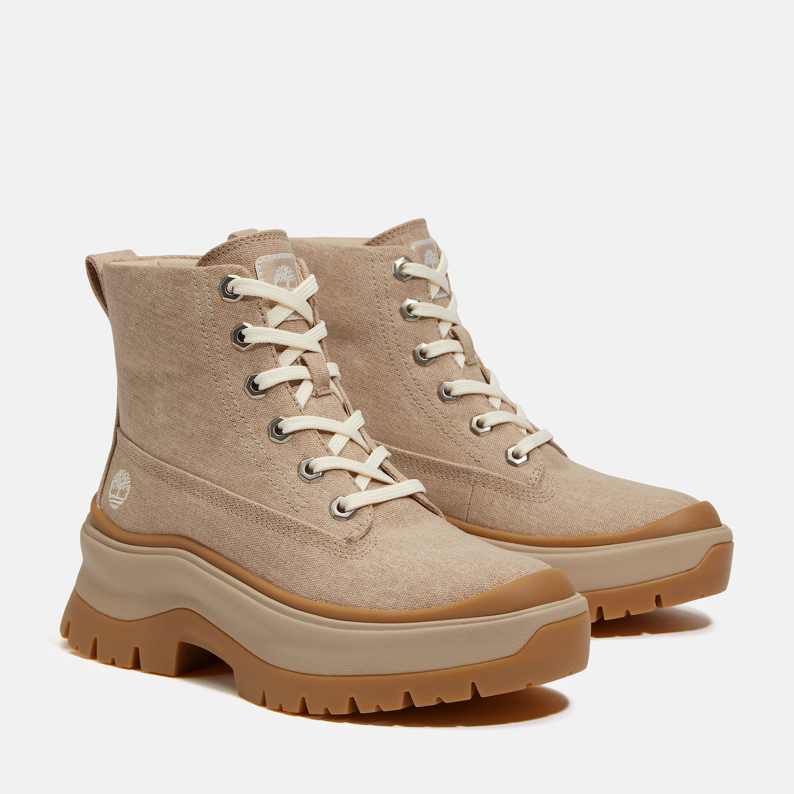 Womens Roxie Lane Mid LaceUp Boot TBL Light Beige Canvas ALT4