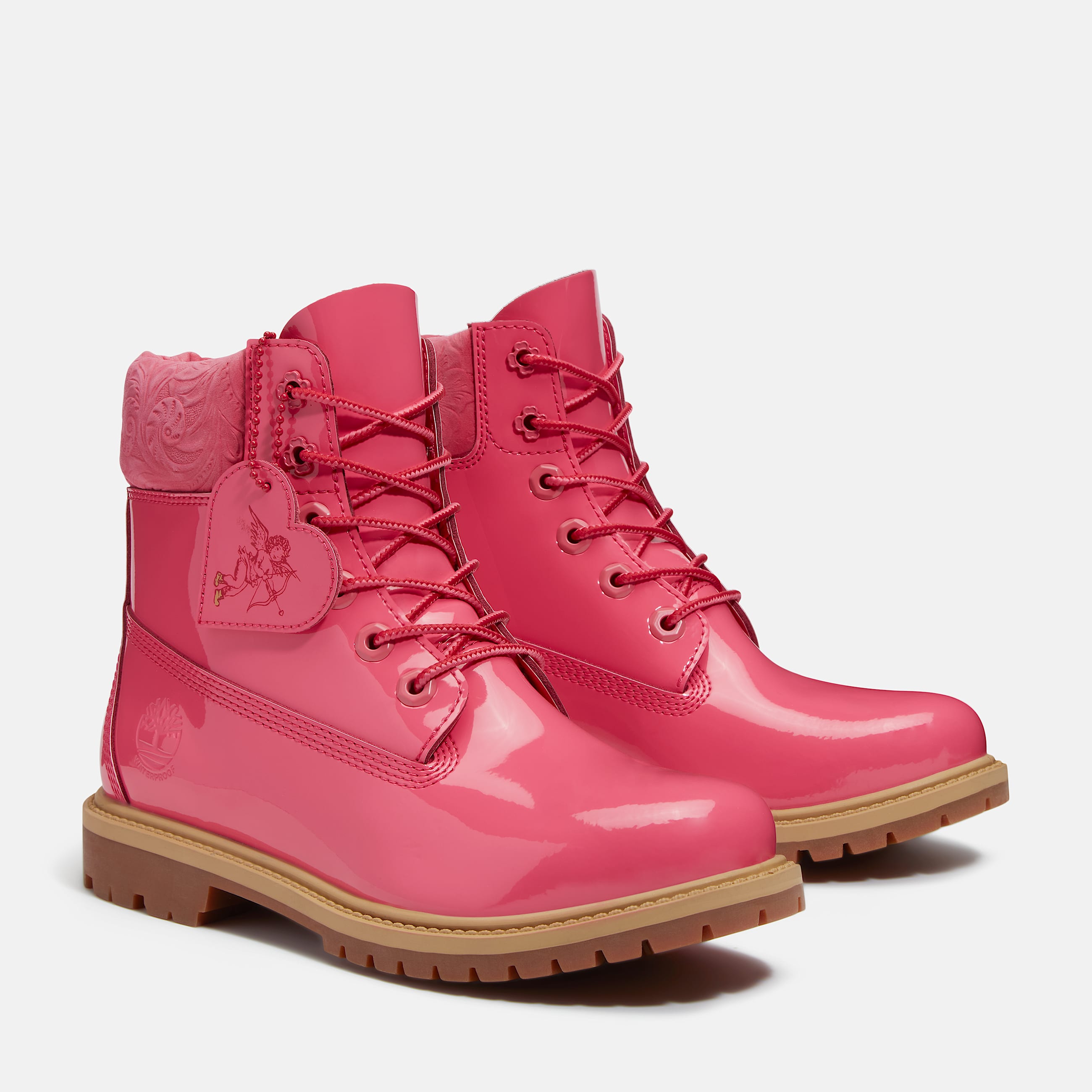 Womens Timberland Premium 6Inch Waterproof Boot TBL Pink Patent Leather ALT4