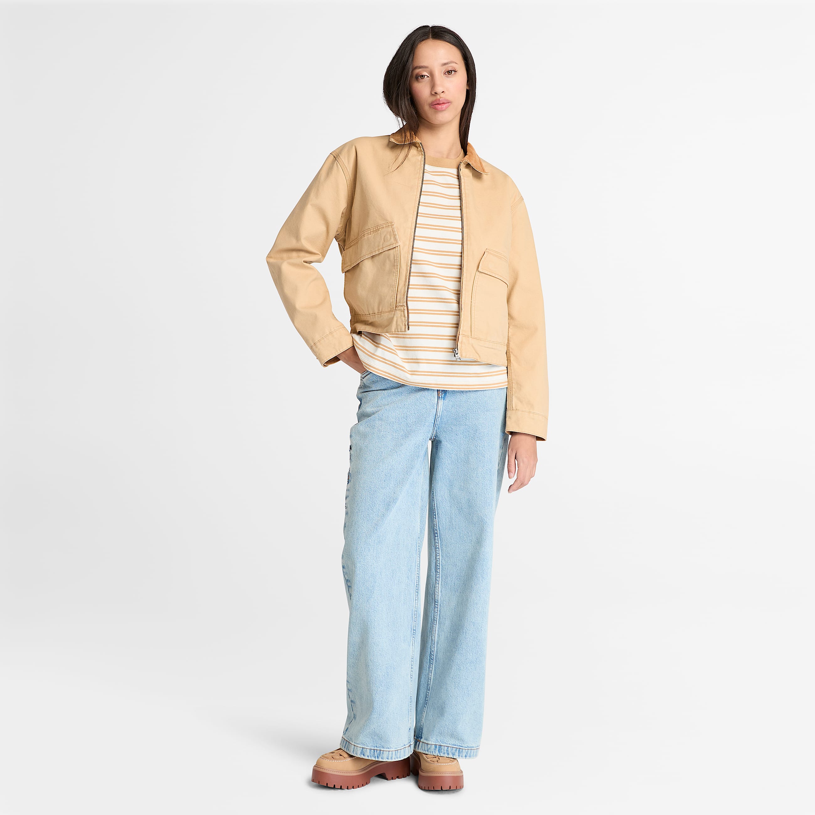 Womens Dunstan ShortSleeve Stripe TShirt TBL Light Wheat ALT1