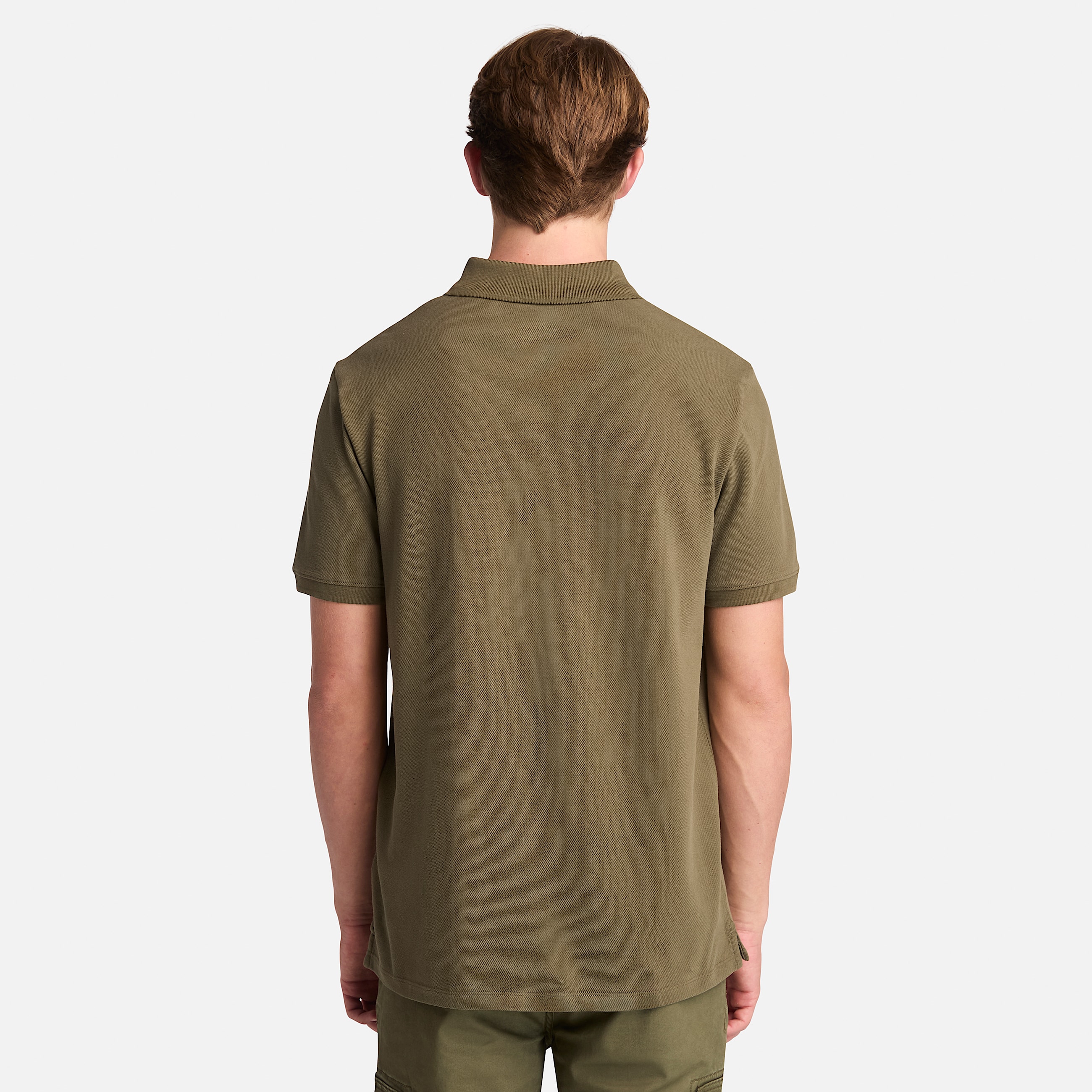 Mens Oyster River Chest Logo ShortSleeve Polo TBL Leaf GreenCassel Earth ALT9