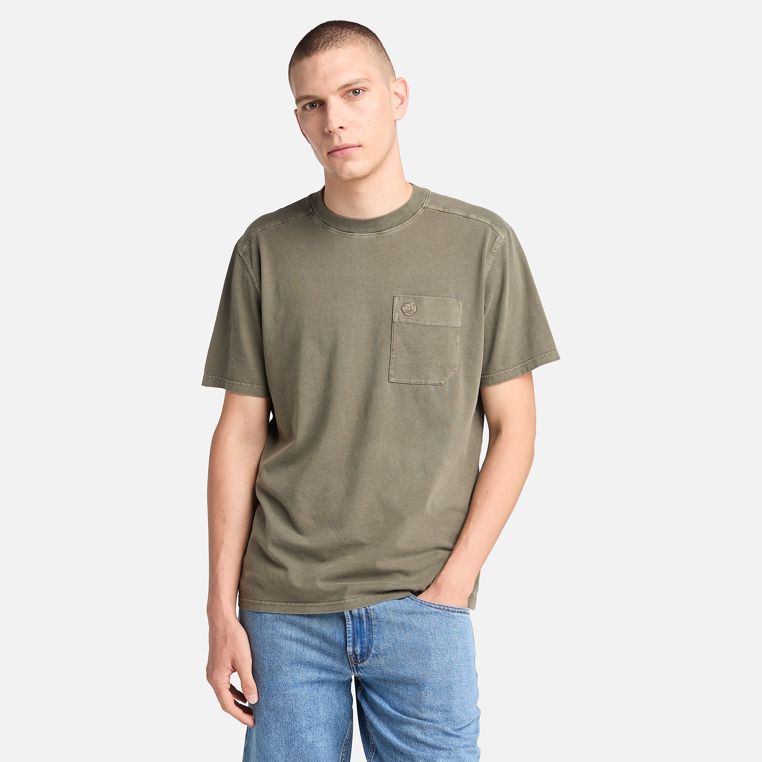 Mens Merrymack River Chest Pocket TShirt TBL Leaf Green HERO