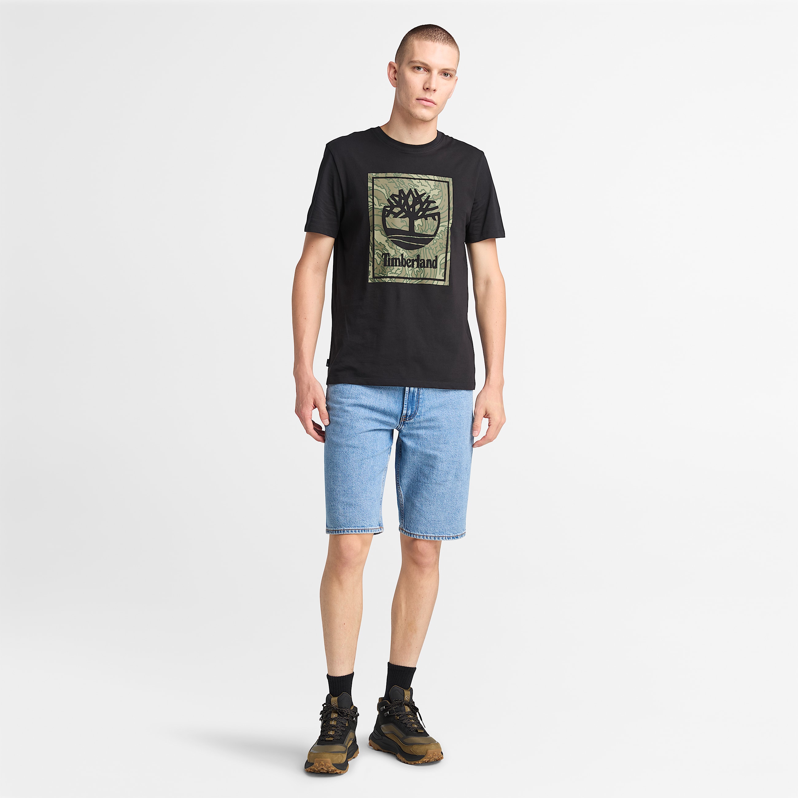 Mens Stack Logo Camo ShortSleeve TShirt TBL Black ALT1