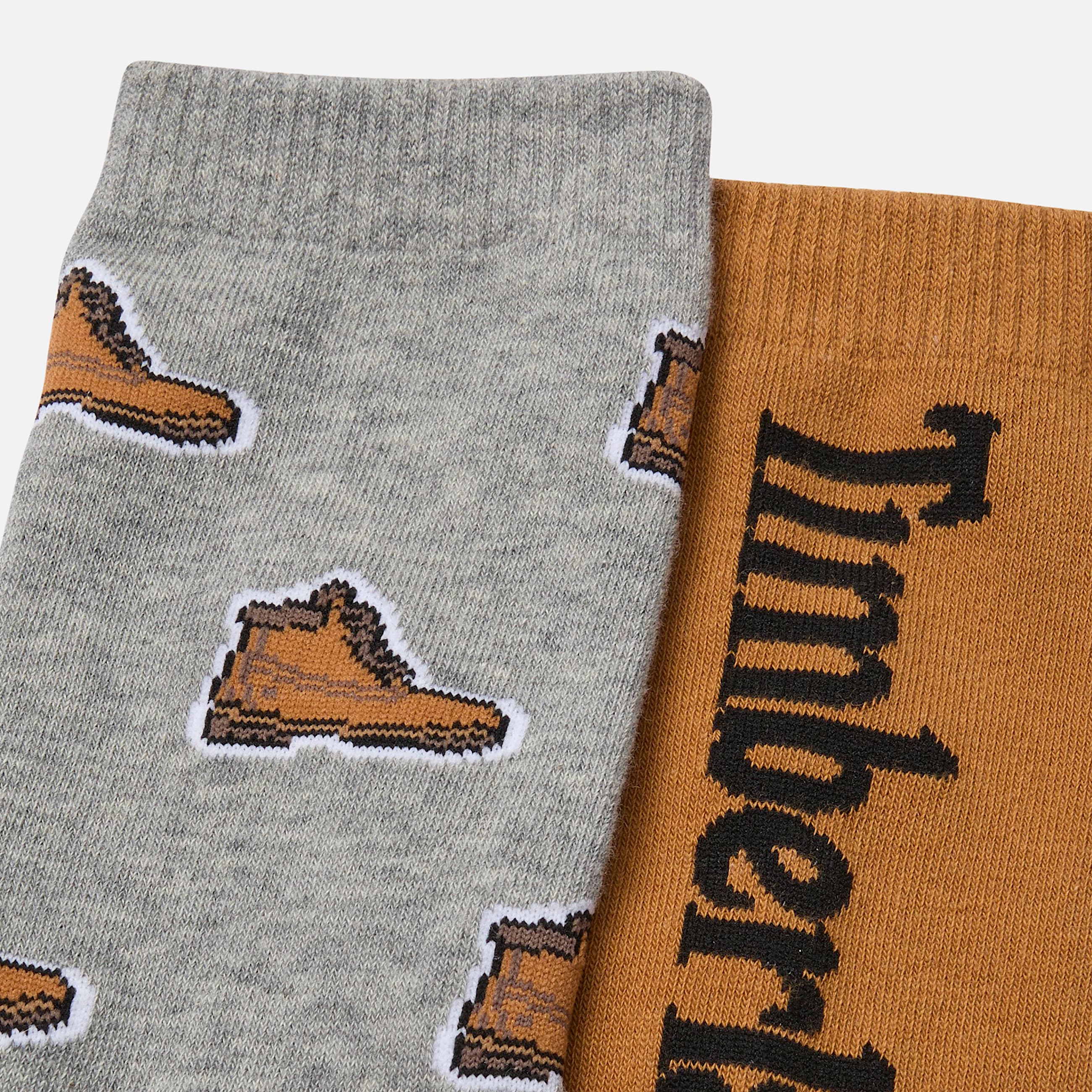 2Pack Timberland All Over Print Crew Sock TBL Grey Heather ALT1