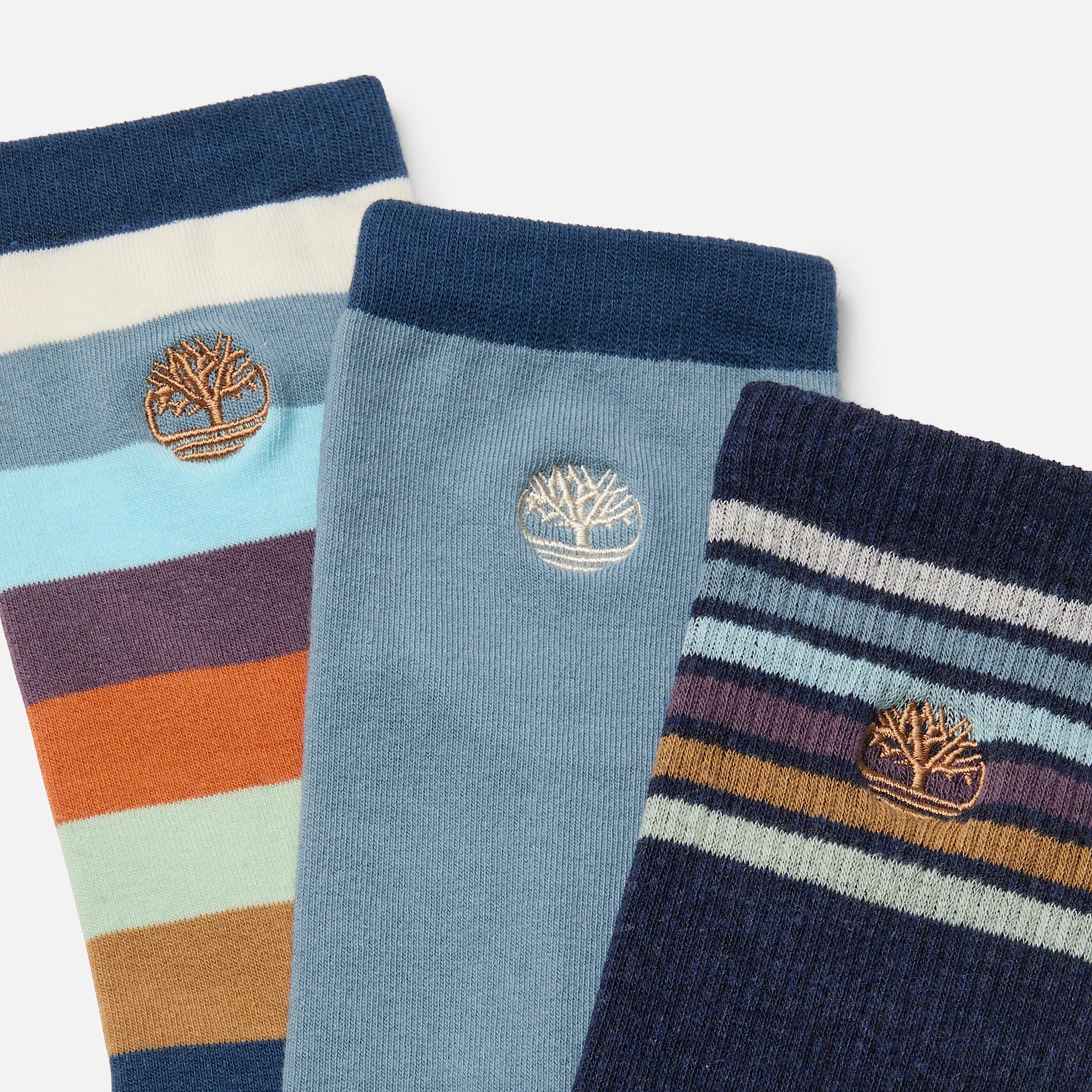 All Gender 3 Pack Stripe Sock TBL Slate Blue ALT1