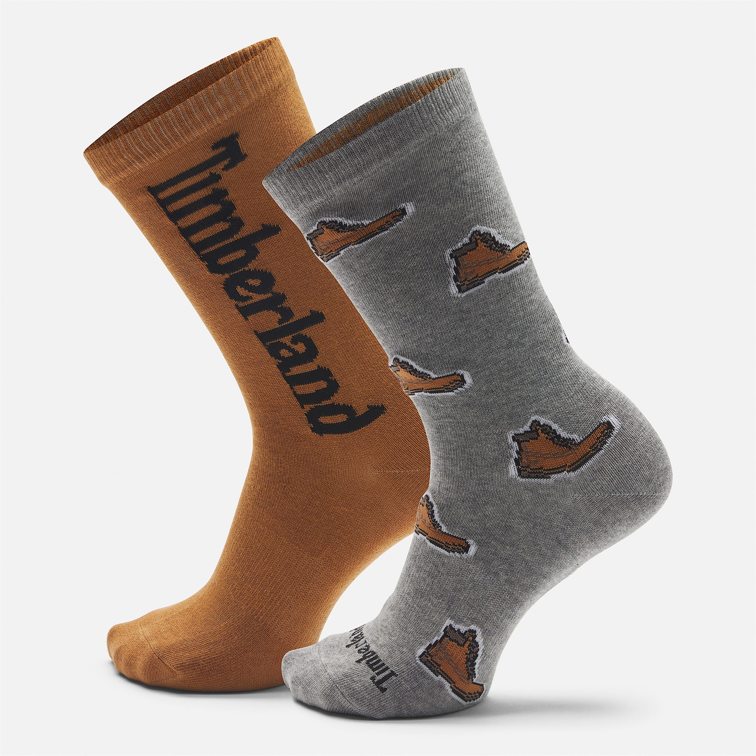 2Pack Timberland All Over Print Crew Sock TBL Grey Heather HERO