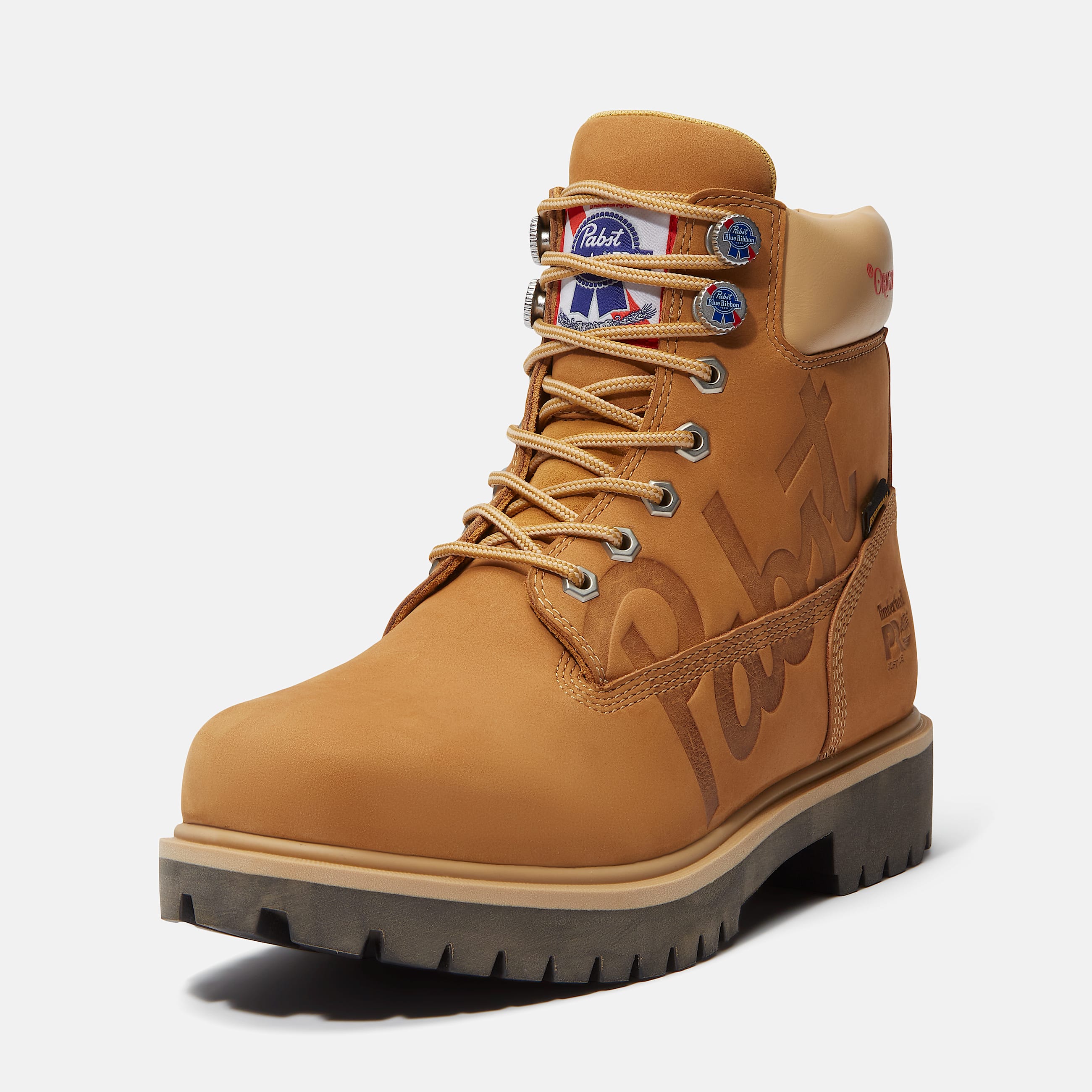 Mens Timberland PRO and Pabst Blue Ribbon Direct Attach 6 Soft Toe Waterproof Work Boot TBL Wheat Nubuck ALT11