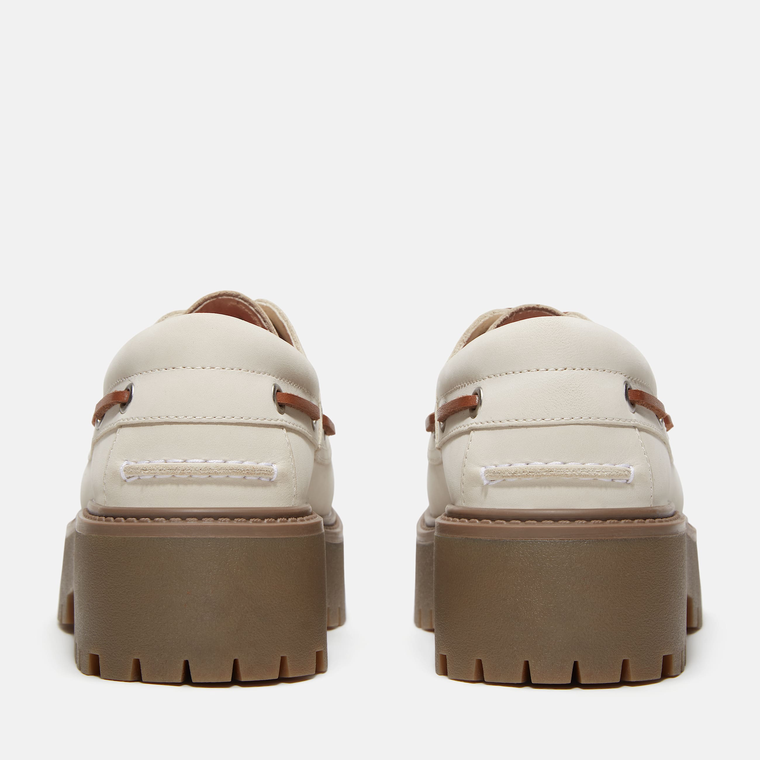 Zapato nutico Stone Street con plataforma para mujer TBL Nobuk blanco ALT5