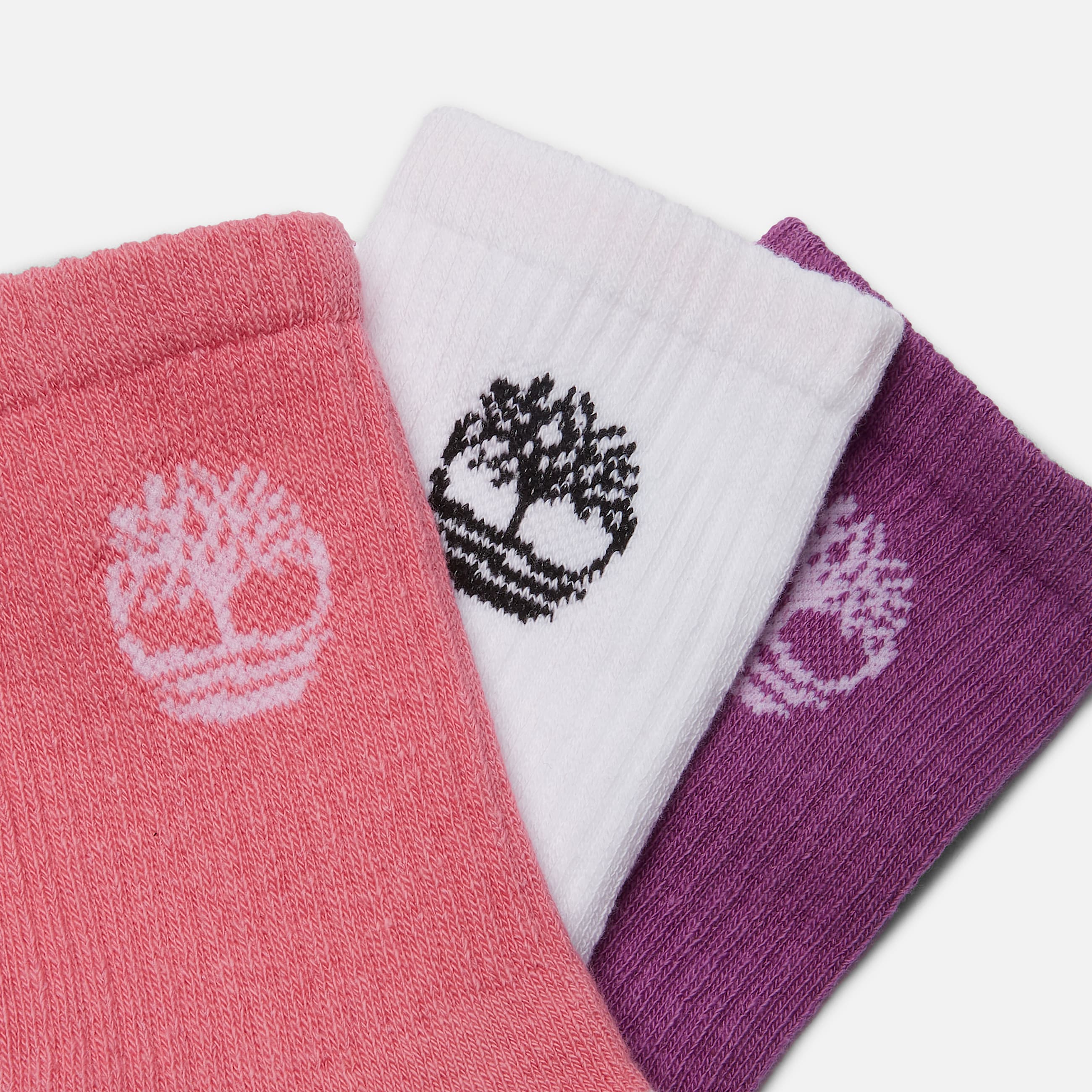 Kids Bowden 3Pack Tree Logo FullCushion Crew Sock TBL Pink ALT1