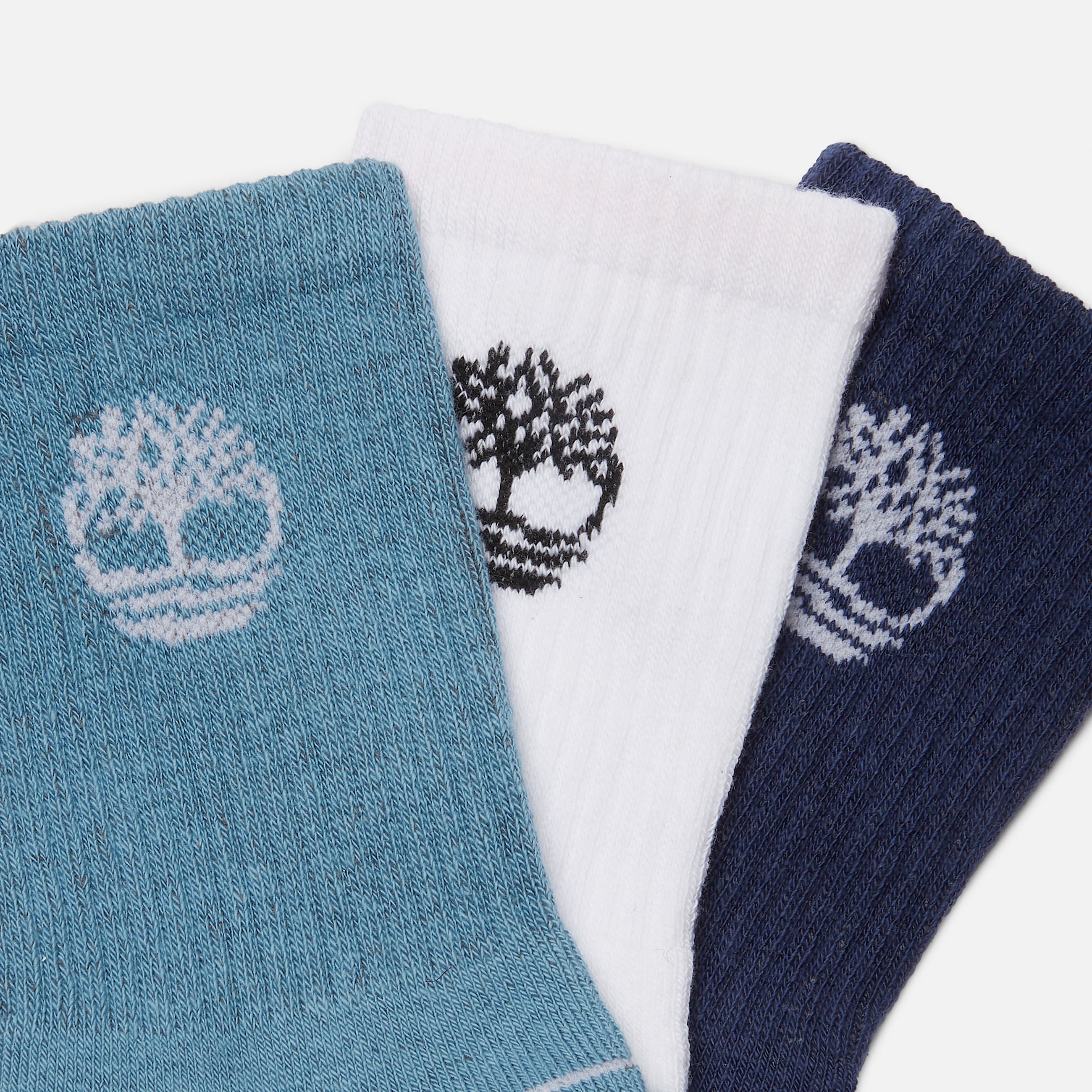 Kids Bowden 3Pack Tree Logo FullCushion Crew Sock TBL Adriatic Blue ALT1