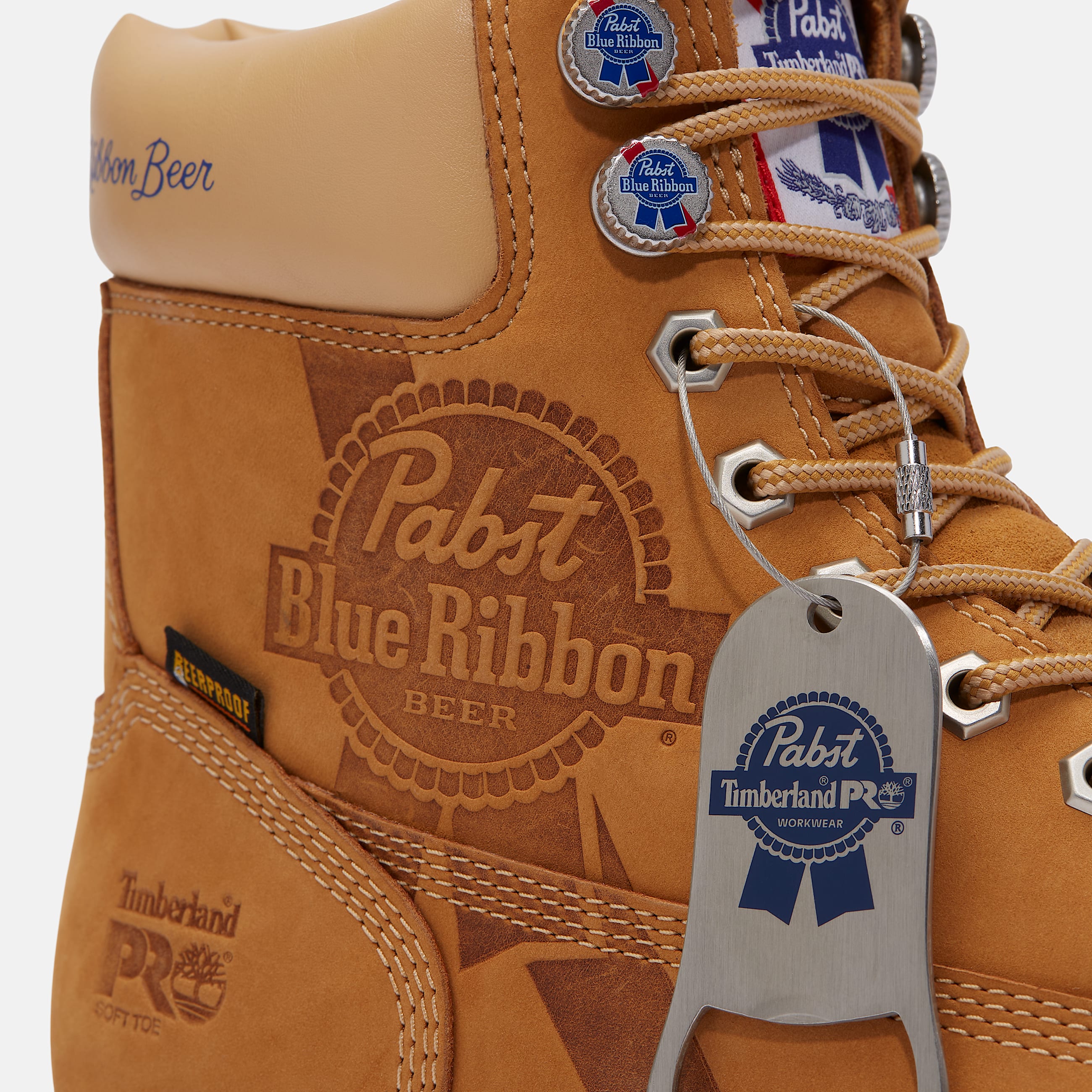 Mens Timberland PRO and Pabst Blue Ribbon Direct Attach 6 Soft Toe Waterproof Work Boot TBL Wheat Nubuck ALT8