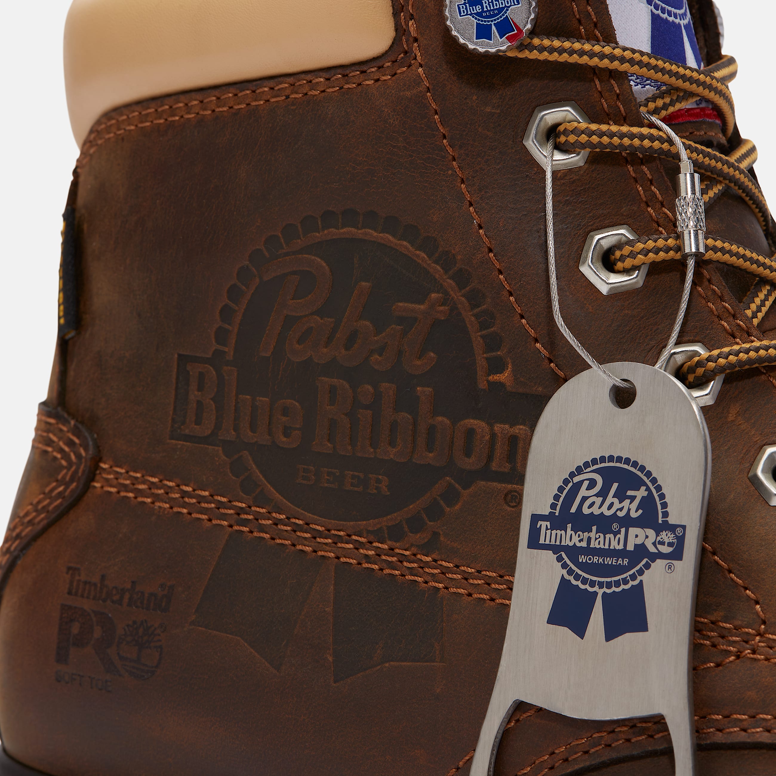 Mens Timberland PRO and Pabst Blue Ribbon Gridworks 6 Soft Toe Waterproof Work Boot TBL Brown FullGrain ALT8