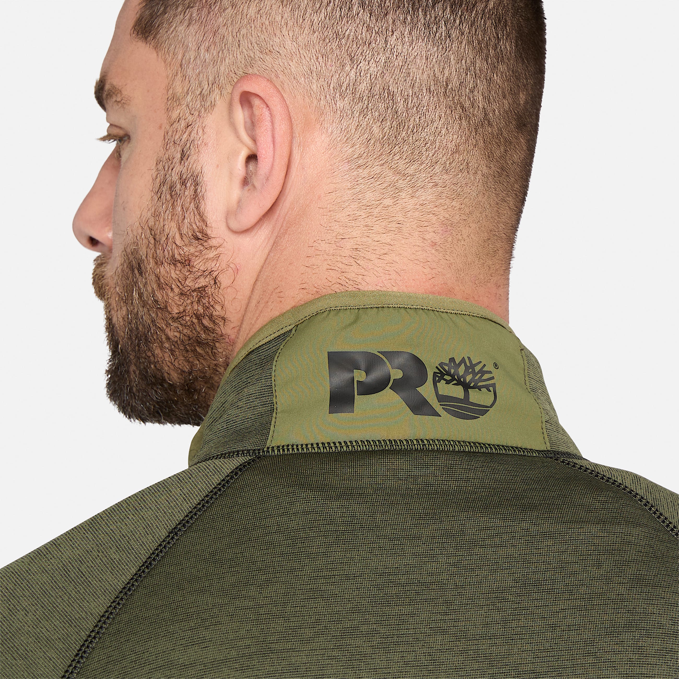 Mens Timberland PRO Reaxion QuarterZip AthleticFit Fleece Jacket TBL Burnt Olive Heather ALT3