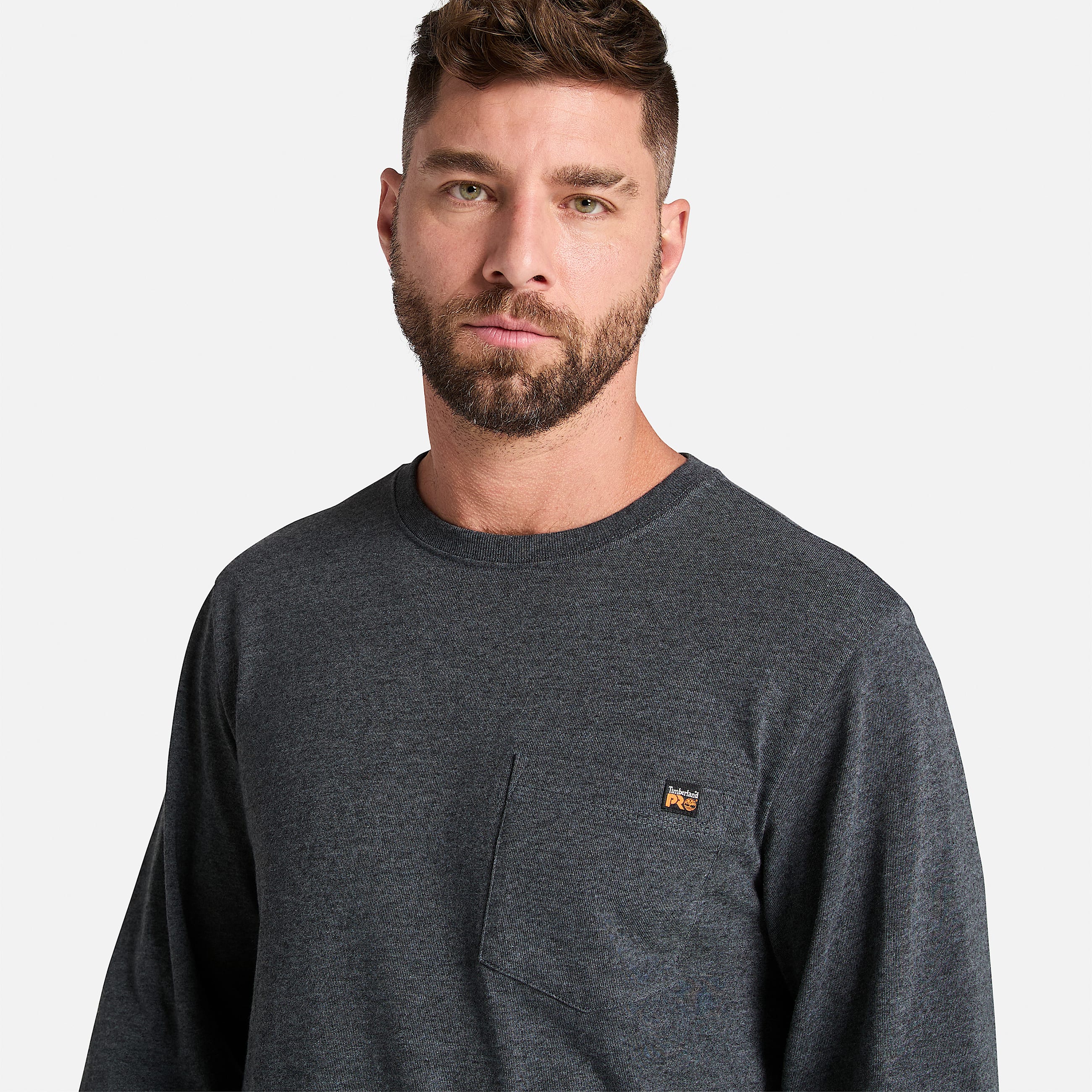 Mens Timberland PRO Core Pocket LongSleeve TShirt TBL Deep Grey Heather ALT2