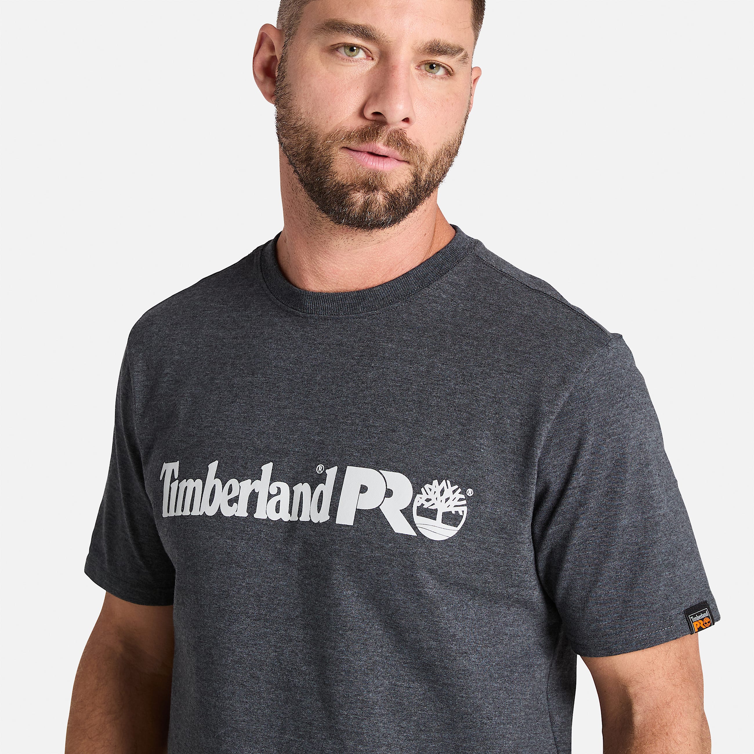 Mens Timberland PRO Core Linear Logo TShirt TBL Deep Grey Heather ALT2