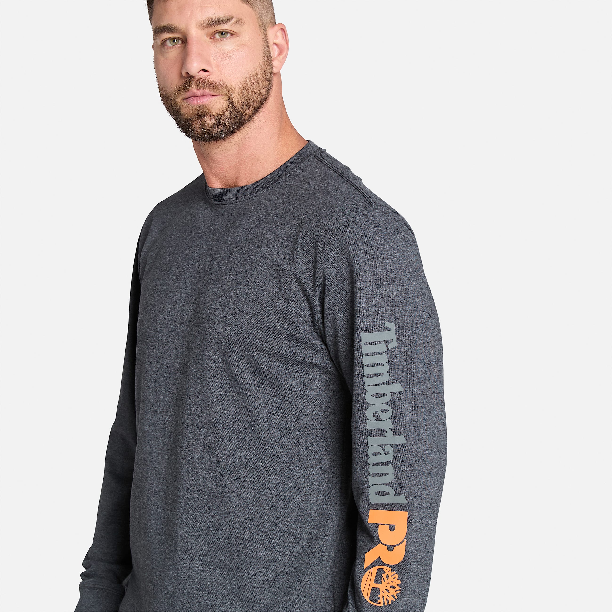 Mens Timberland PRO Core Logo LongSleeve TShirt TBL Deepest Grey Heather ALT2