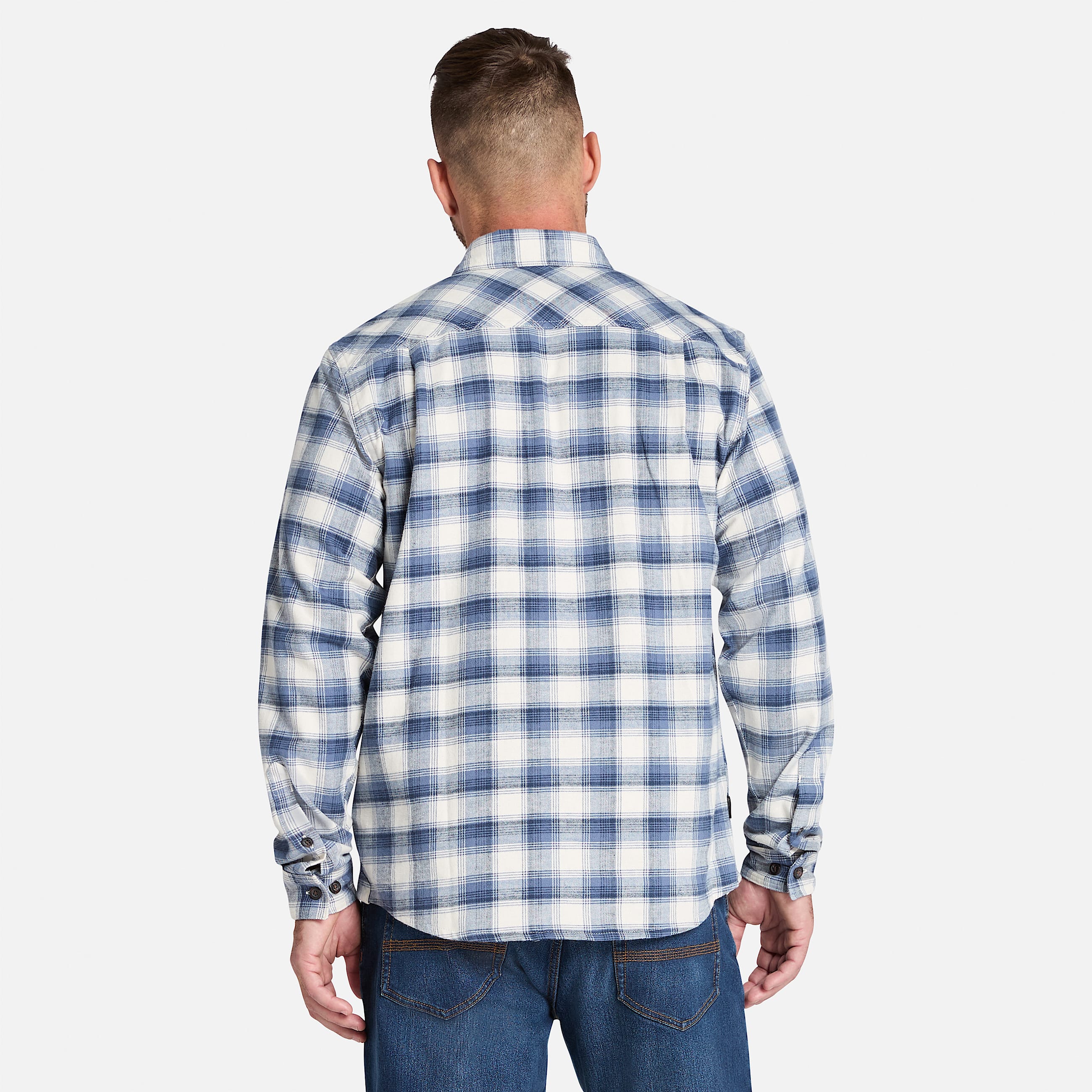 Mens Timberland PRO Woodfort Lightweight Flannel Flex Shirt TBL Vintage Indigo YarnDyed ALT9